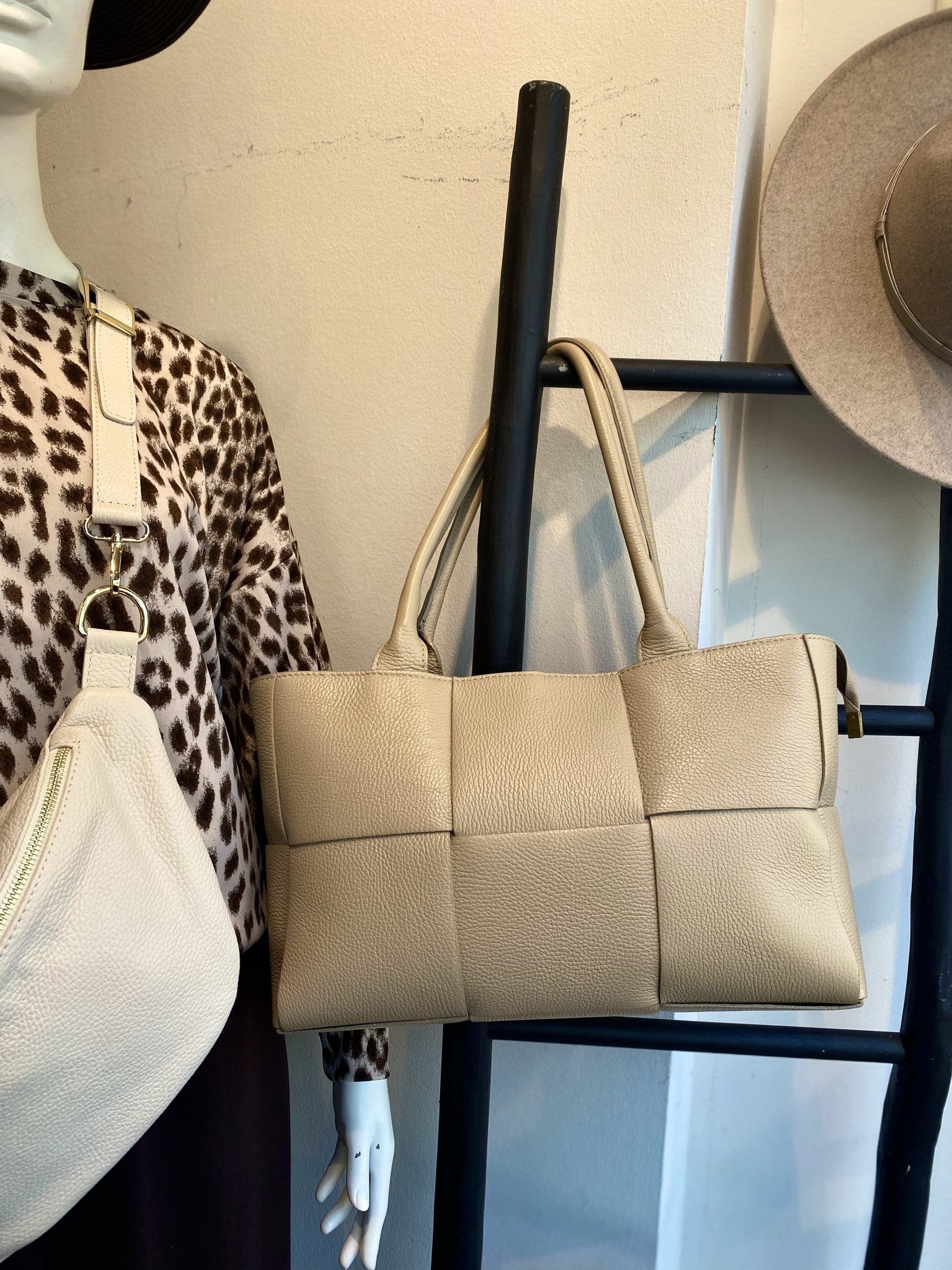 Schoudertas Leer Beige bruin T503 sophia