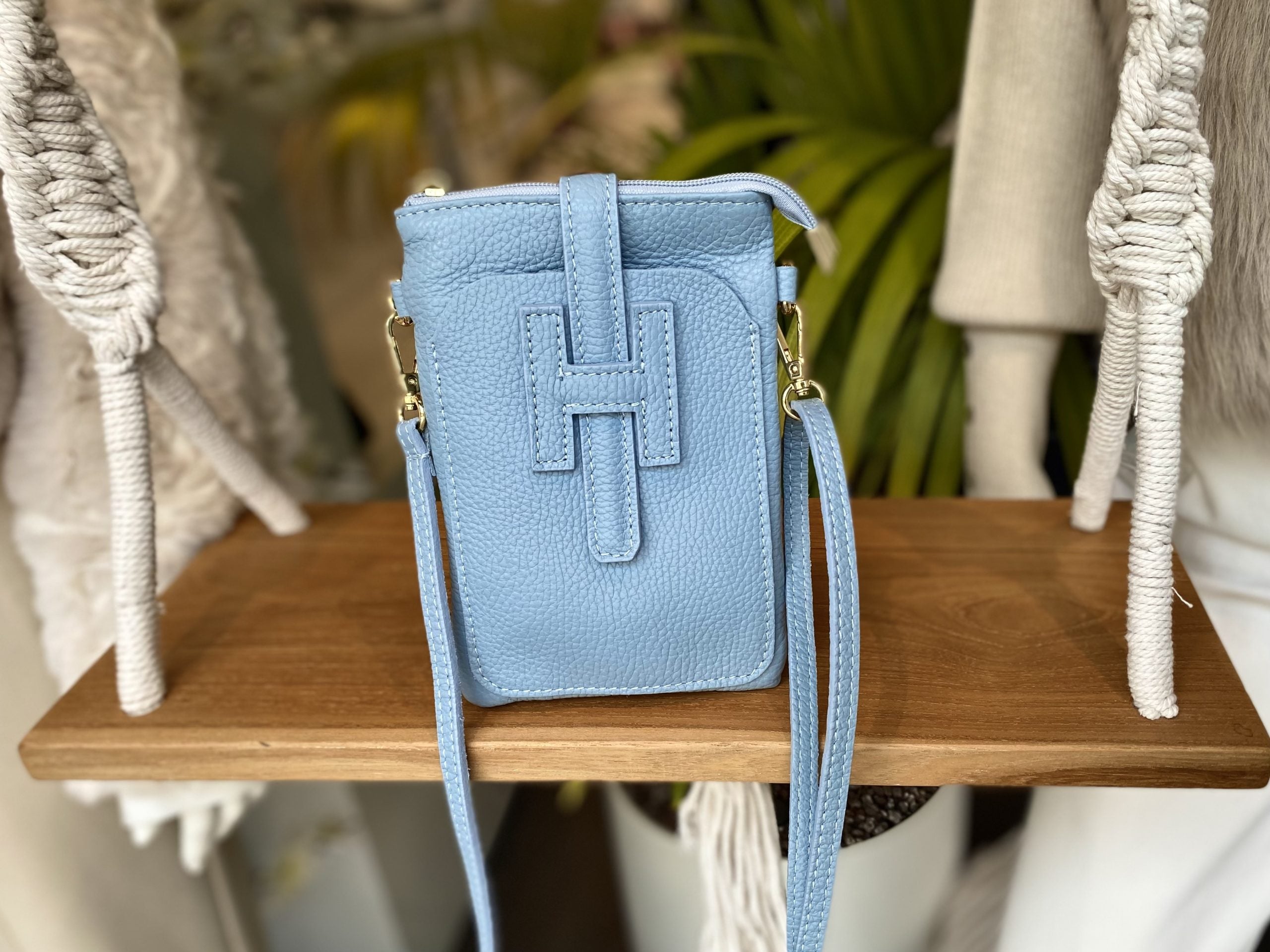 Tas Leer Blauw H-Gesp T242