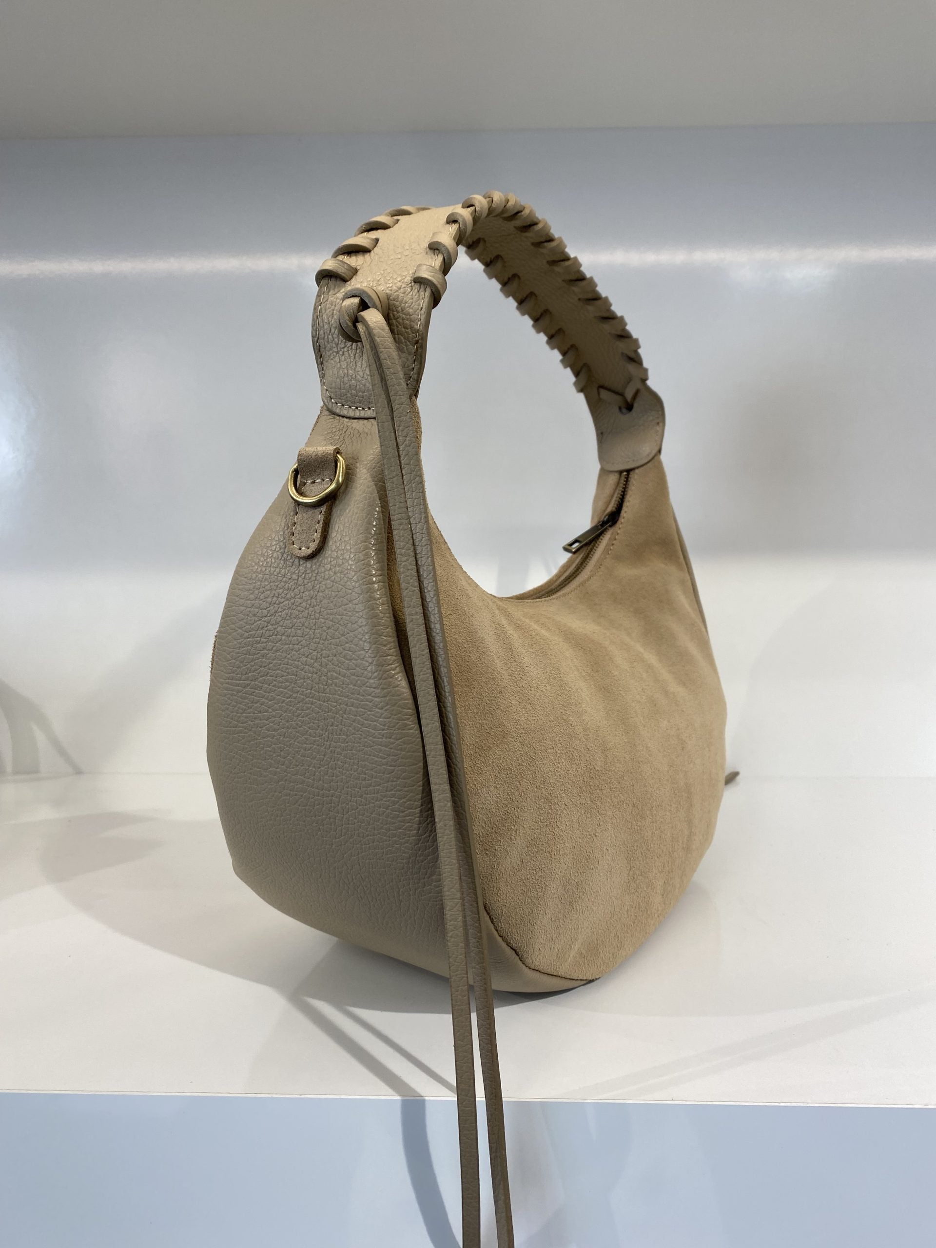 Tas Suede/Leer Vlecht Beige T257