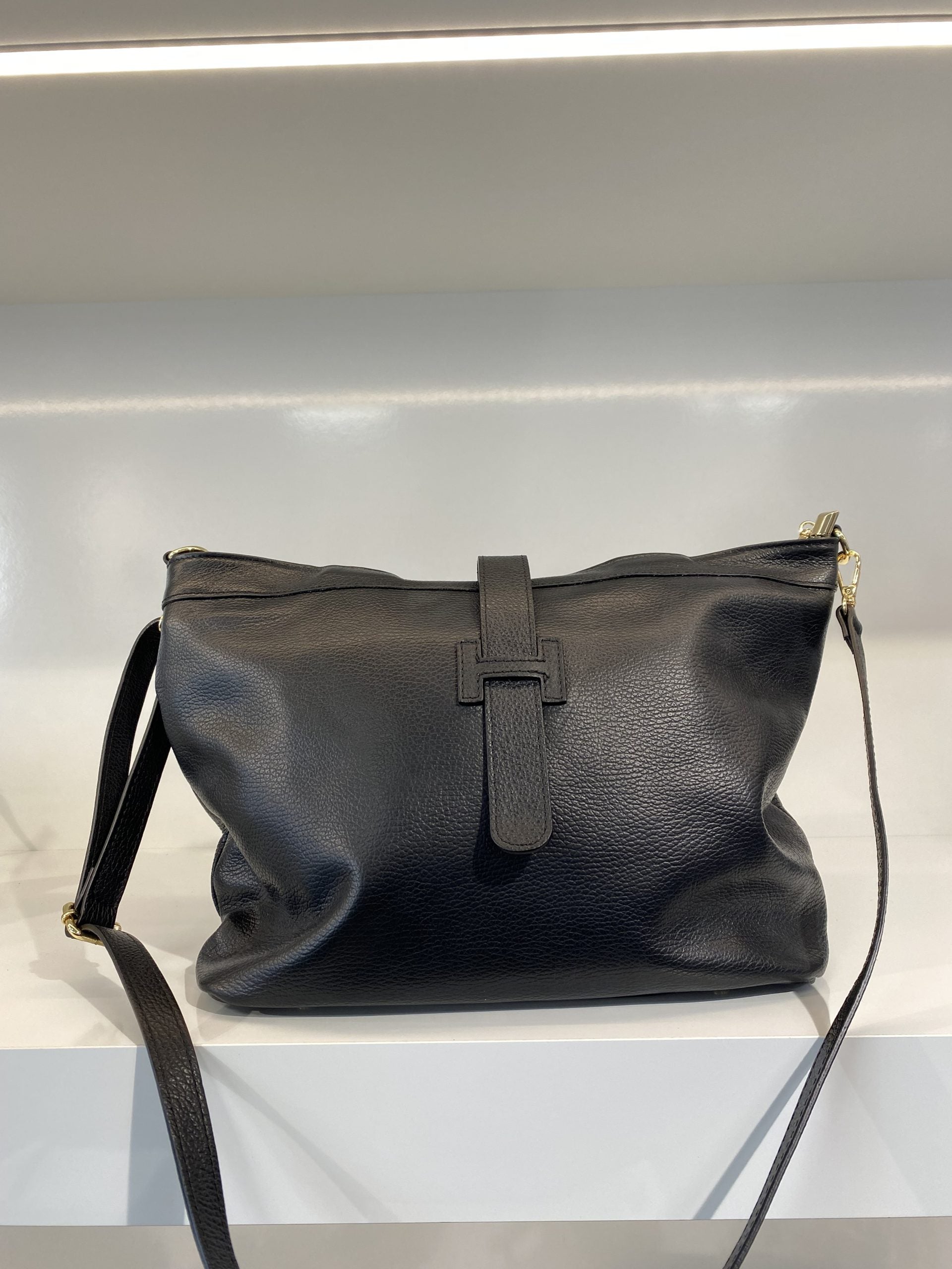 Shopper Tas Leer Zwart H-Sluiting T511