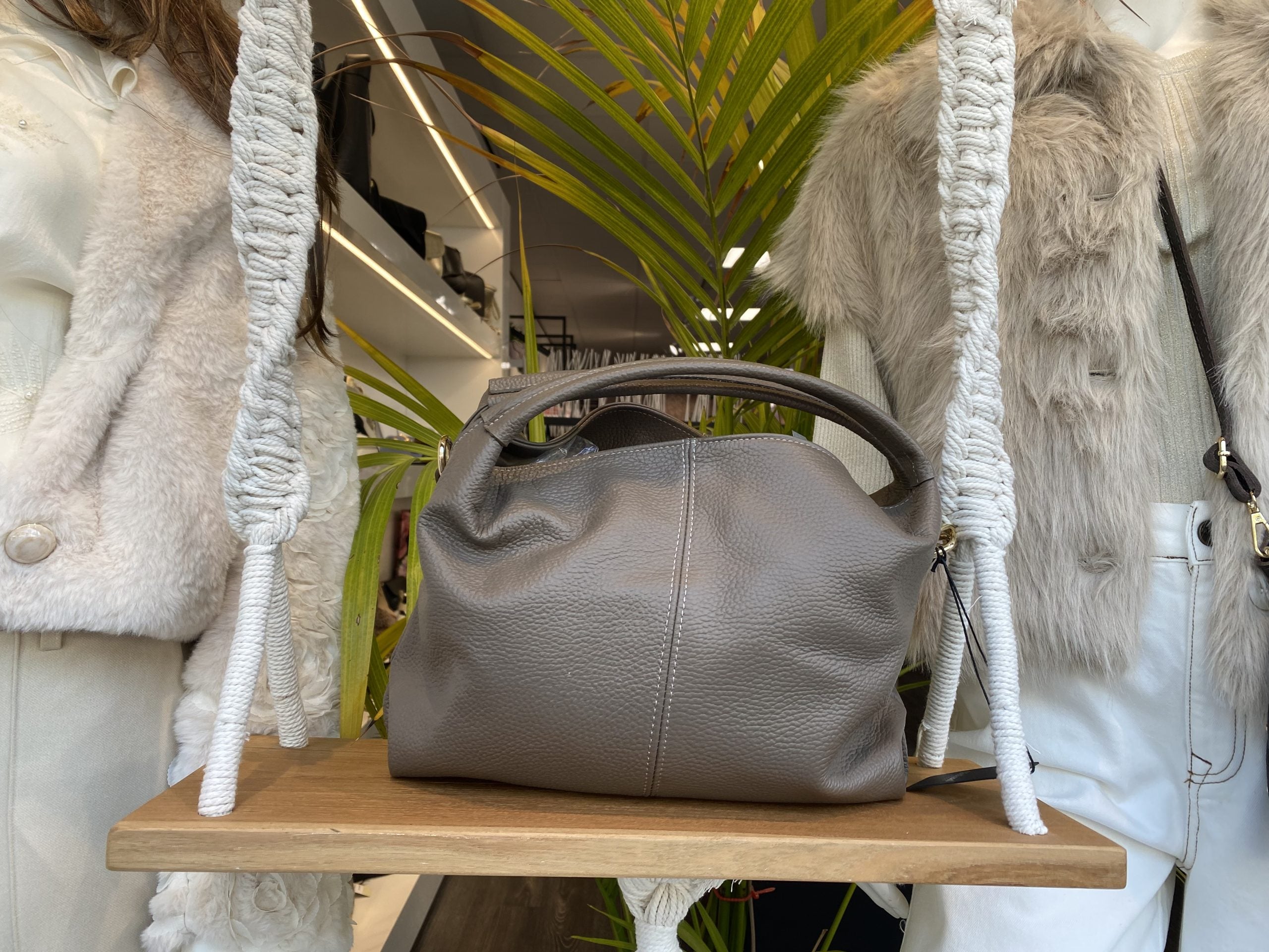 Handtas Leer Taupe T263