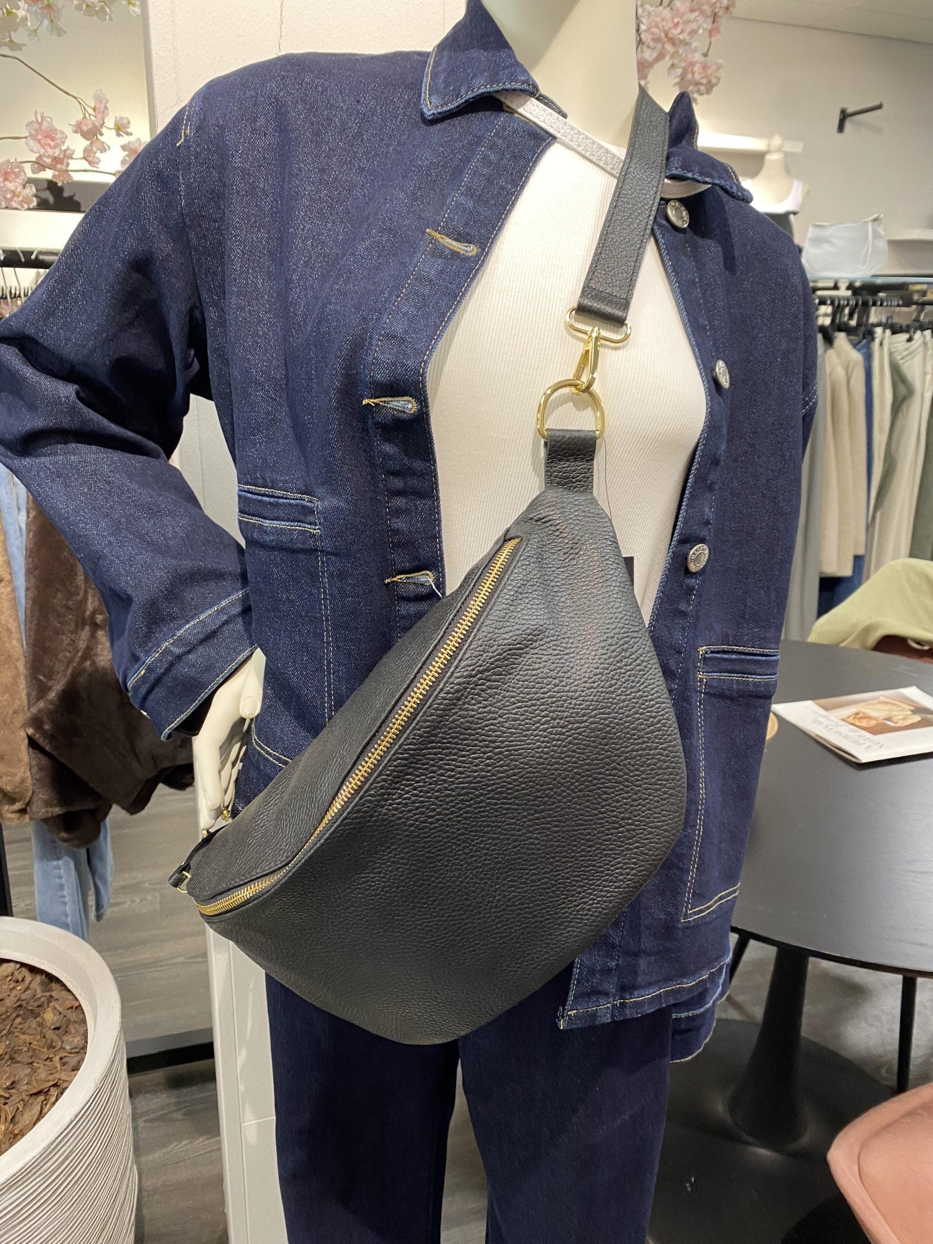 Crossbody Tas Leer Zwart T266