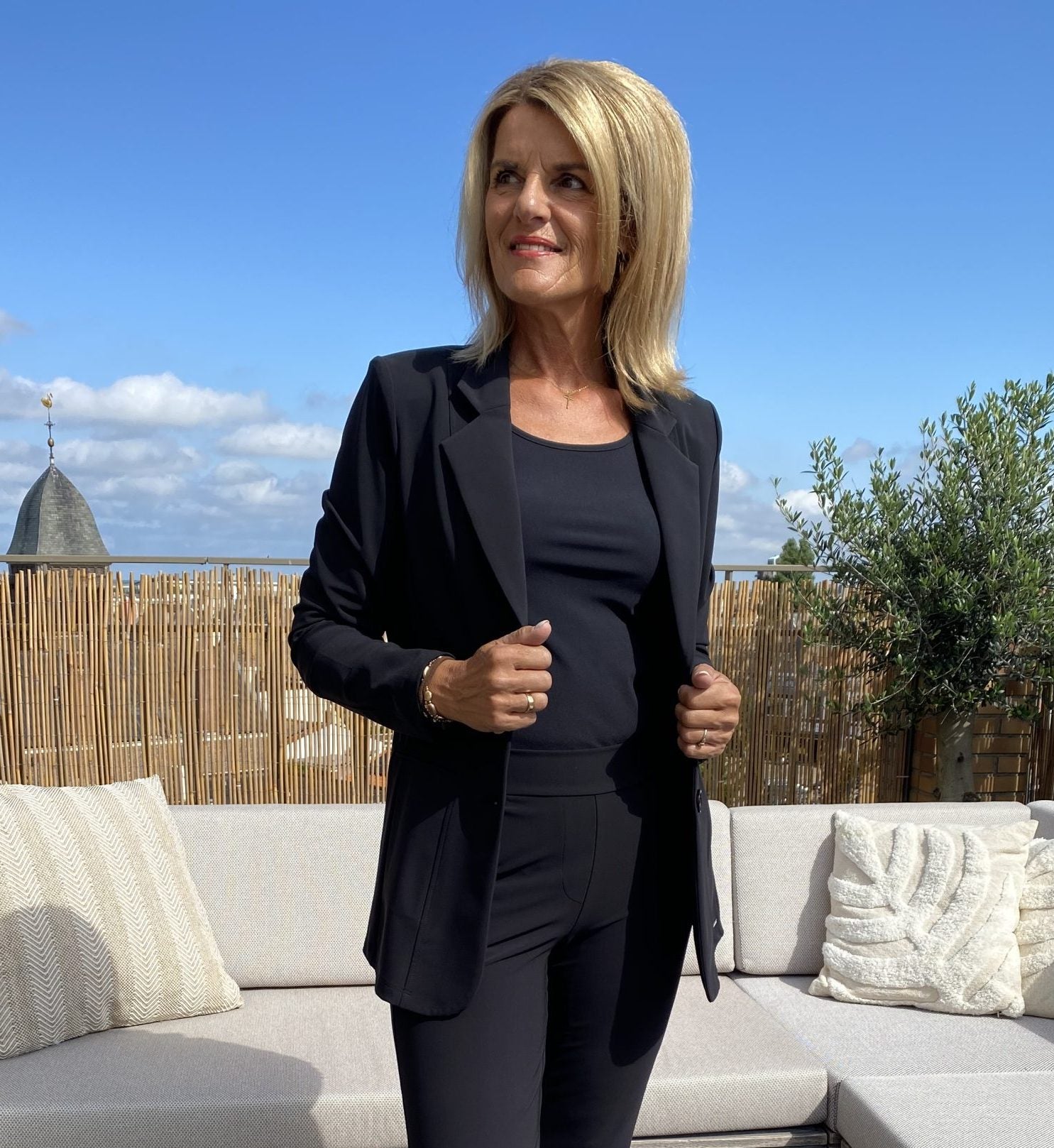 Mi Piace Bonded Travelstof Halflange Blazer 202634 zwart