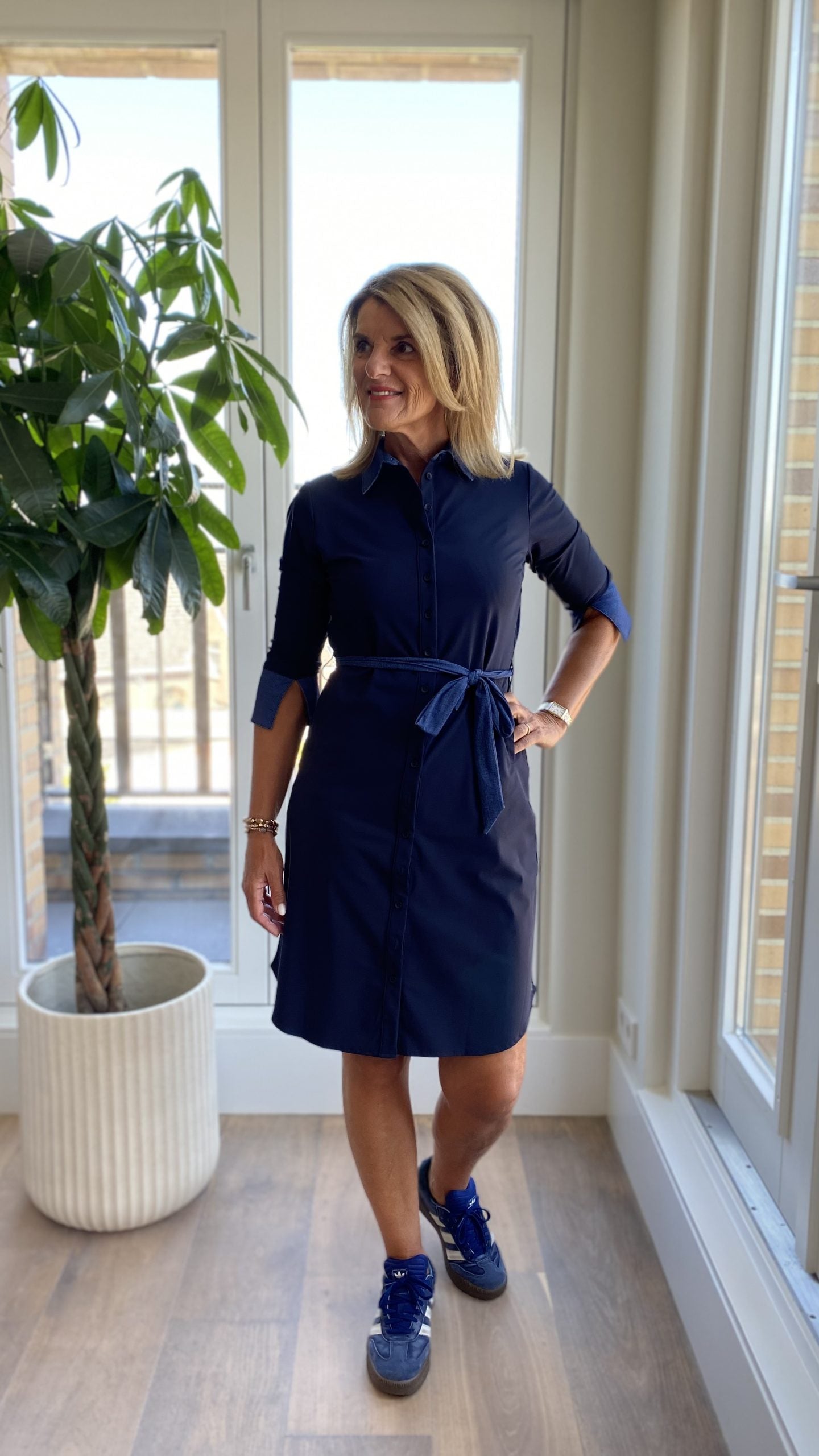 Mi Piace Travelstof Jurk 202732 dark blue denim