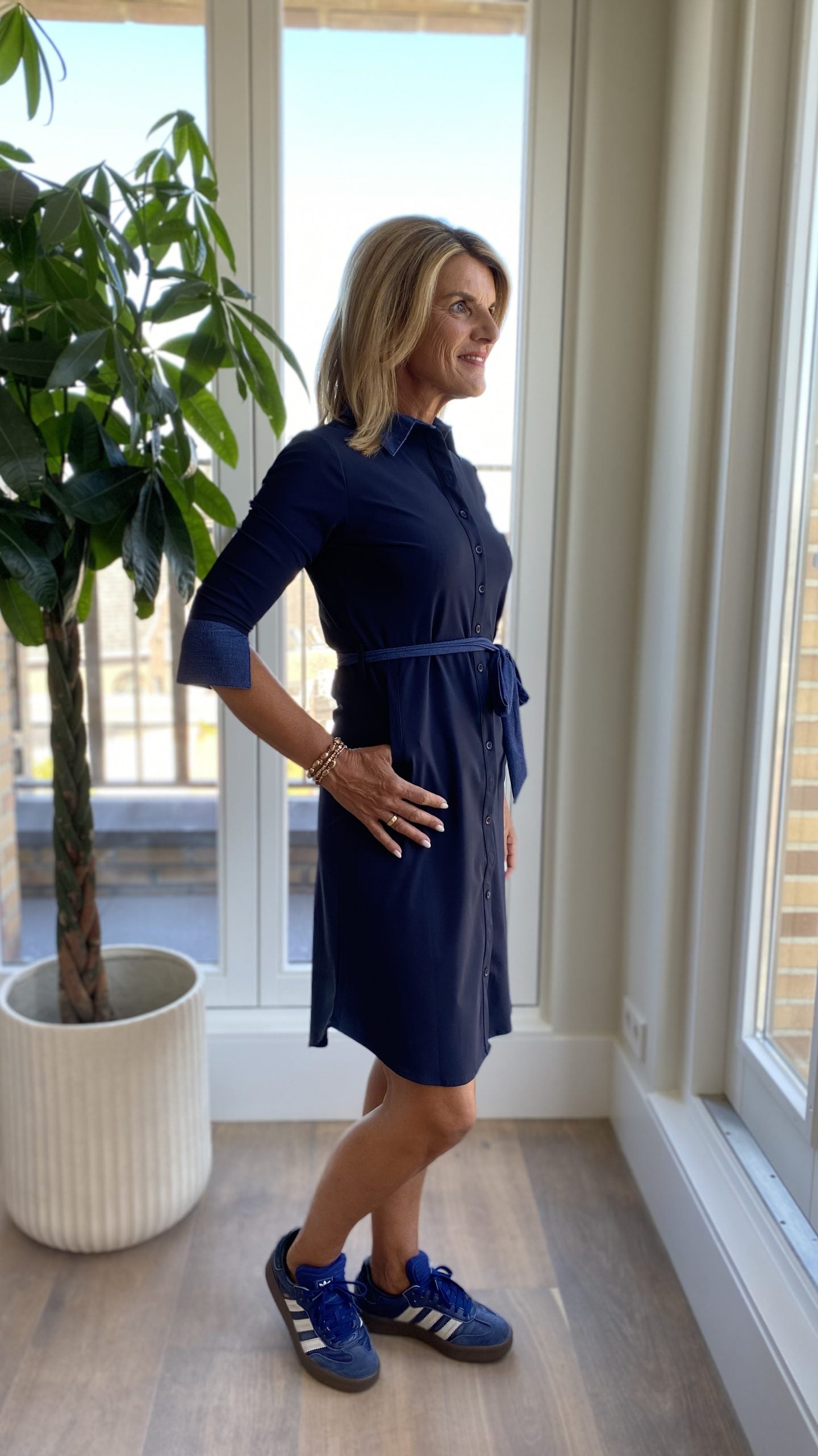 Mi Piace Travelstof Jurk 202732 dark blue denim