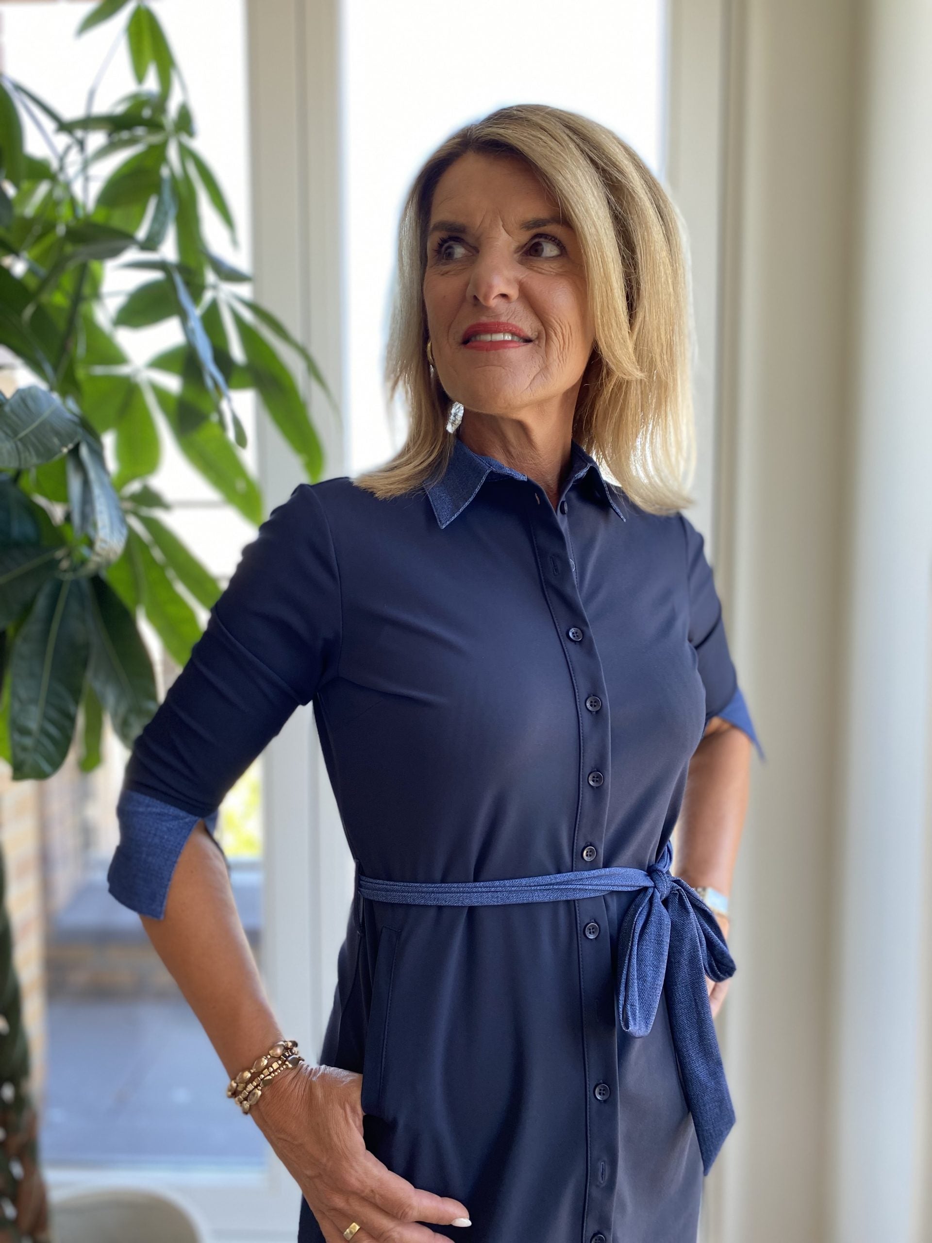 Mi Piace Travelstof Jurk 202732 dark blue denim