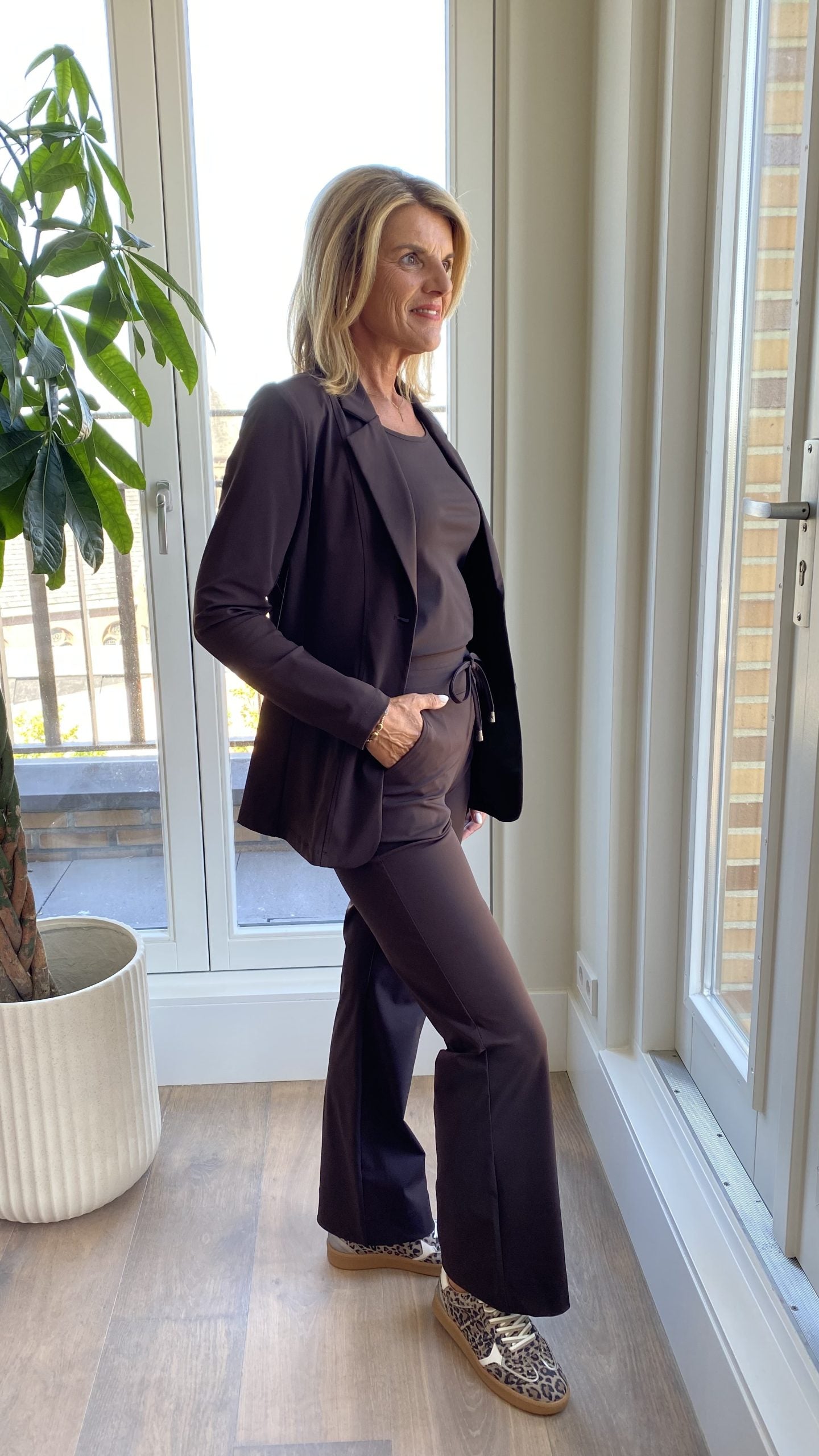 Mi Piace Travelstof Broek heavy dikkere kwaliteit espresso 202136