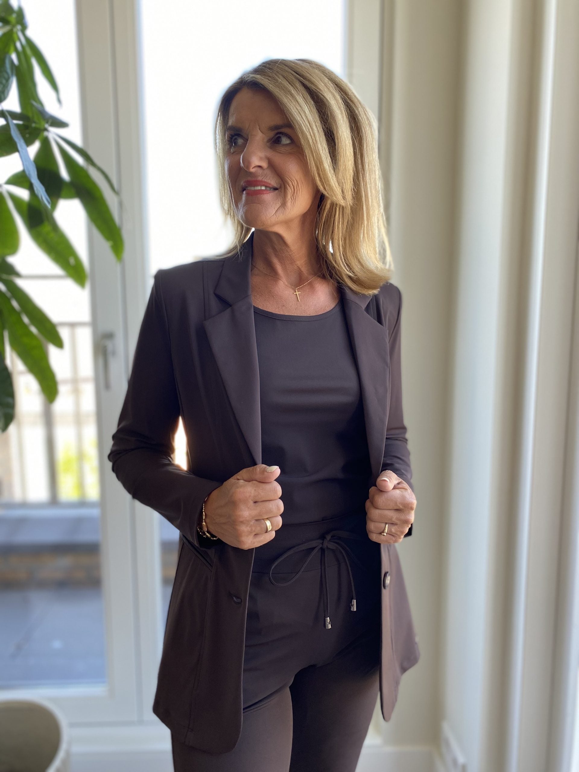 Mi Piace Halflange Travelstof Blazer 202102 espresso