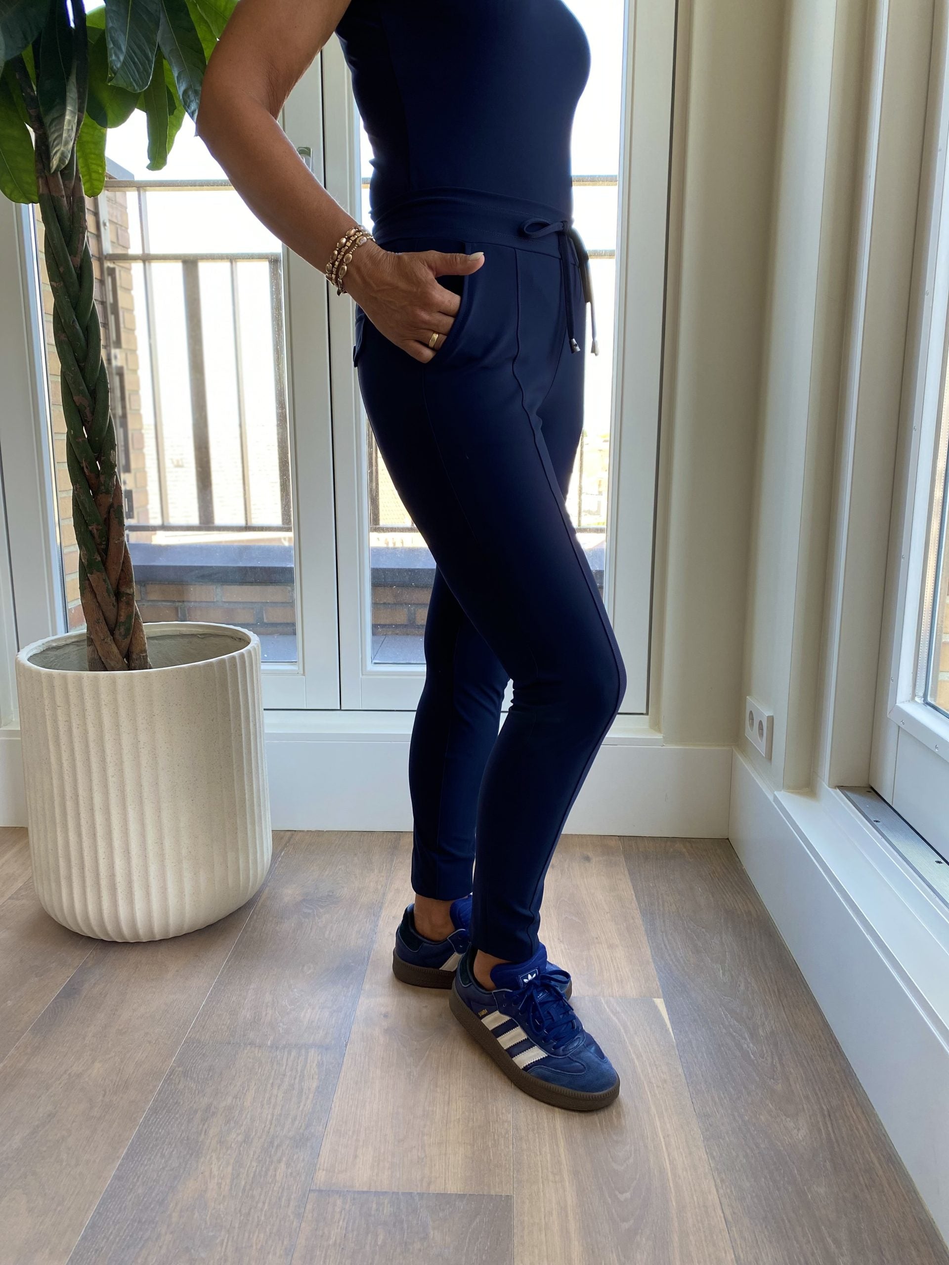 Mi Piace Bonded Travelstof Broek Premium Kwaliteit Smalle Pijp 202632 donkerblauw