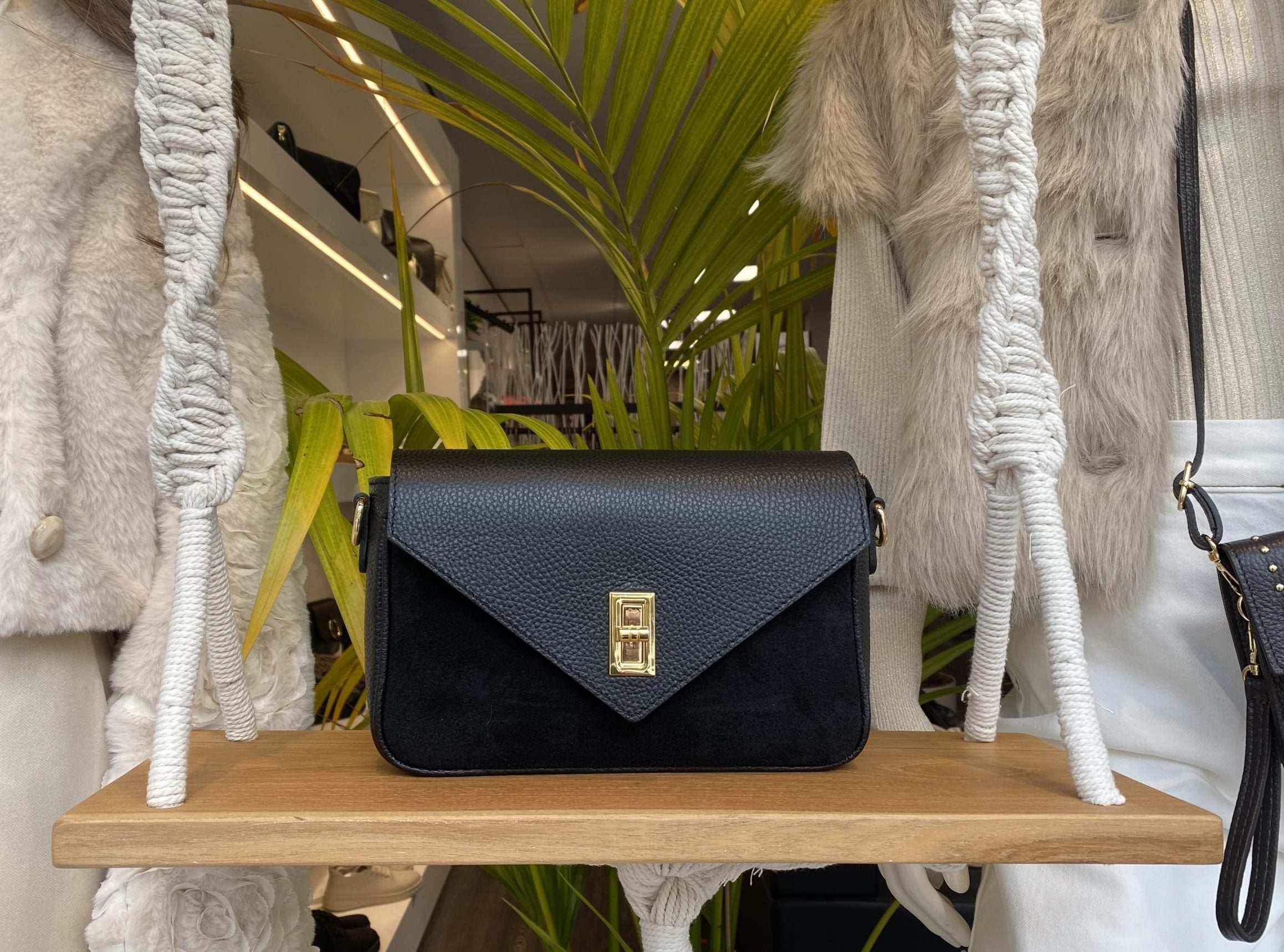 Tas Suede/Leer Zwart T283