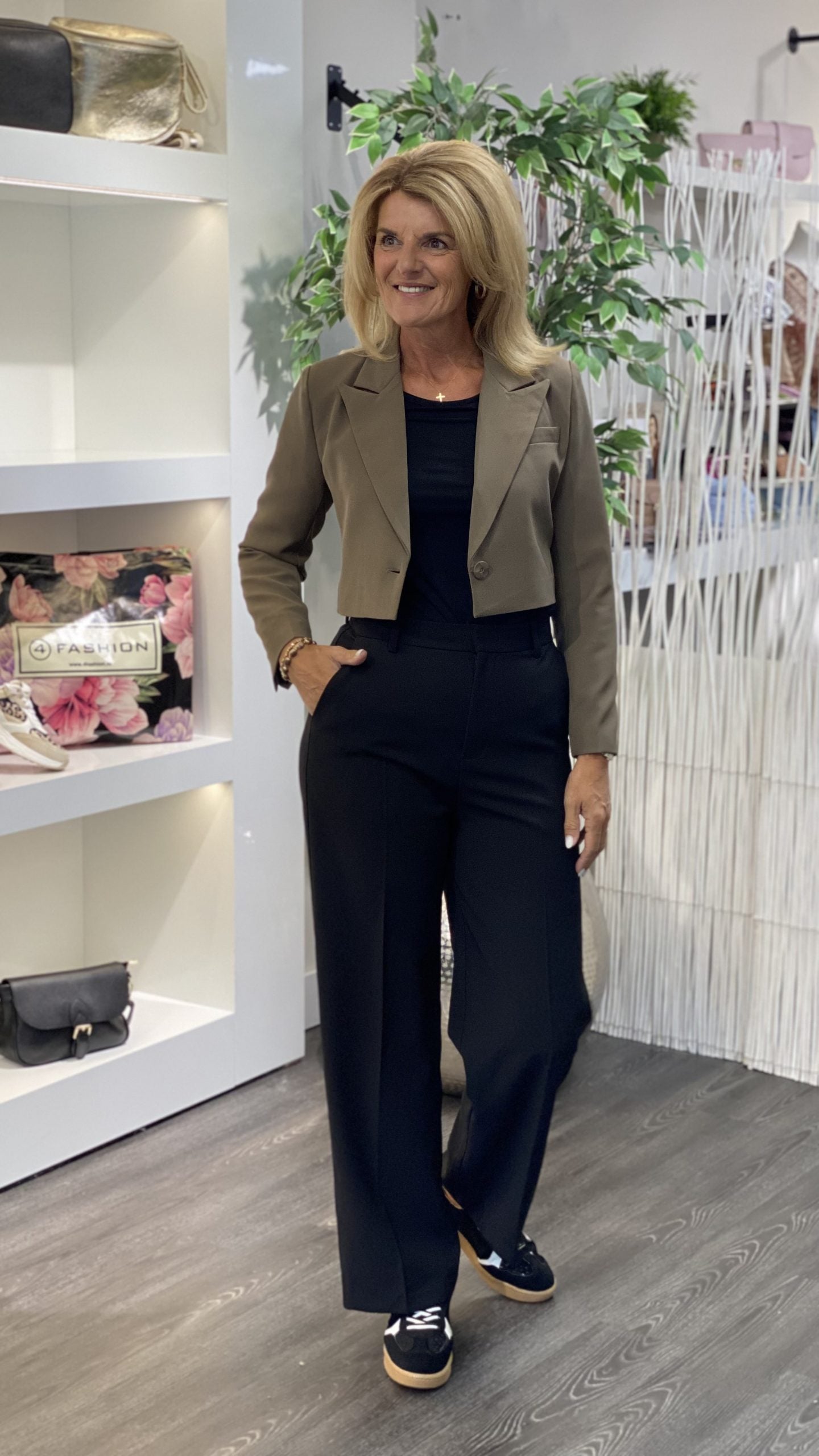 Fashion Cropped Blazer 0416 bruin