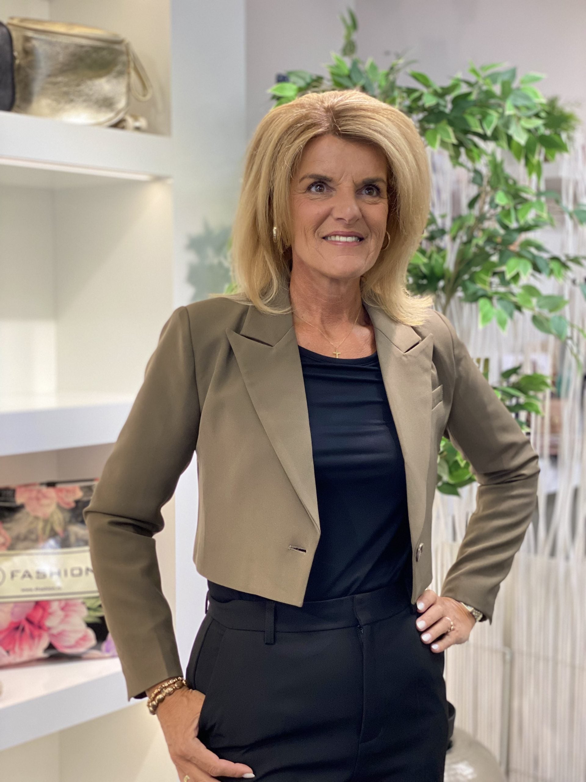 Fashion Cropped Blazer 0416 bruin