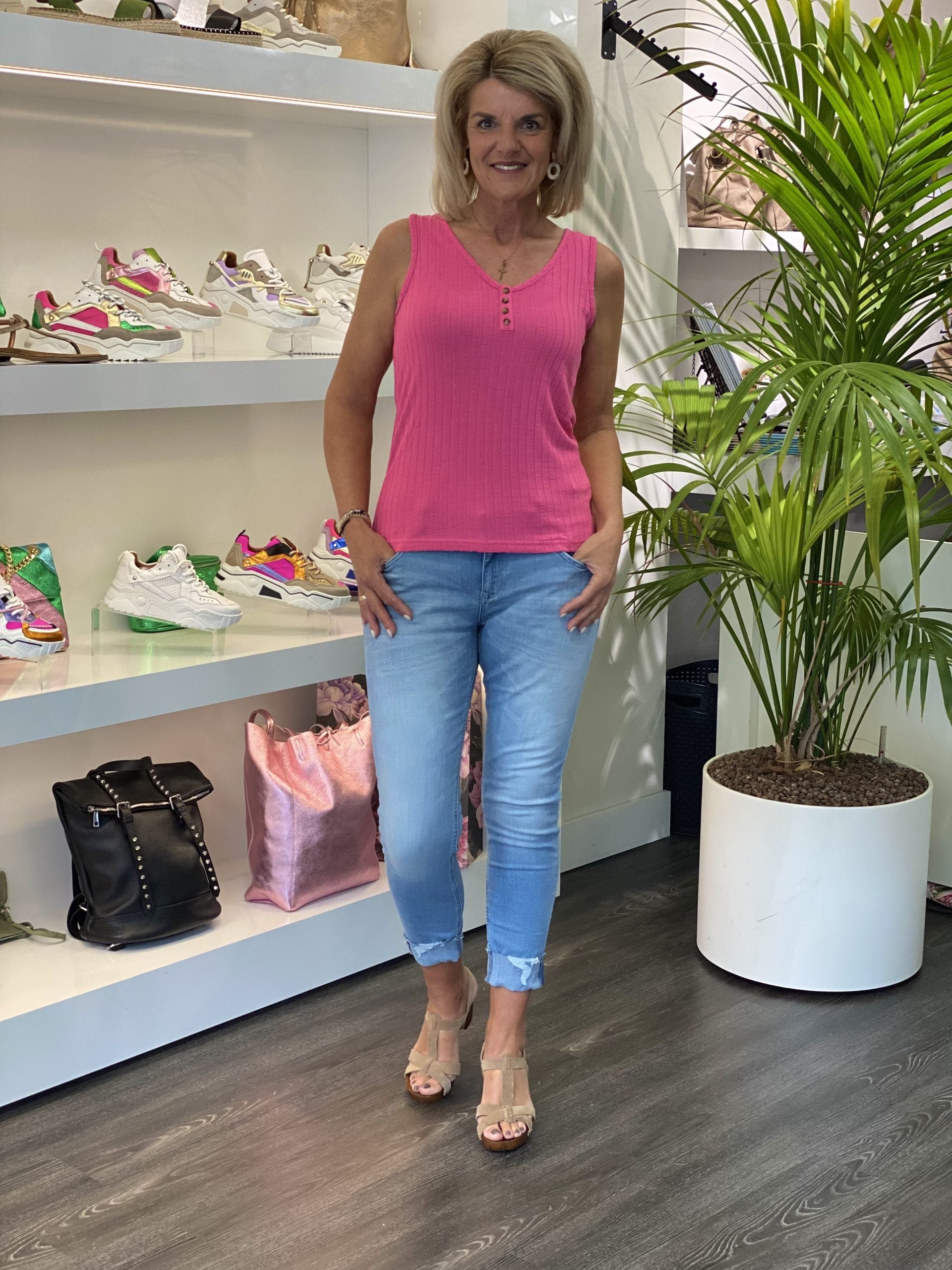 Freequent Basac Top carmine roze