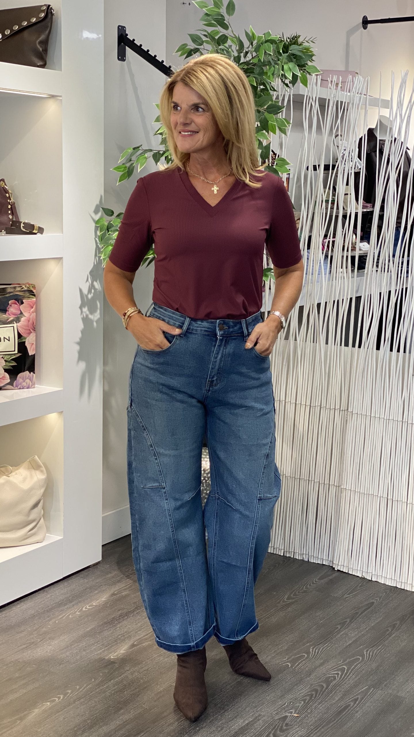 Mi Piace Travelstof Top V-hals 202644 burgundy