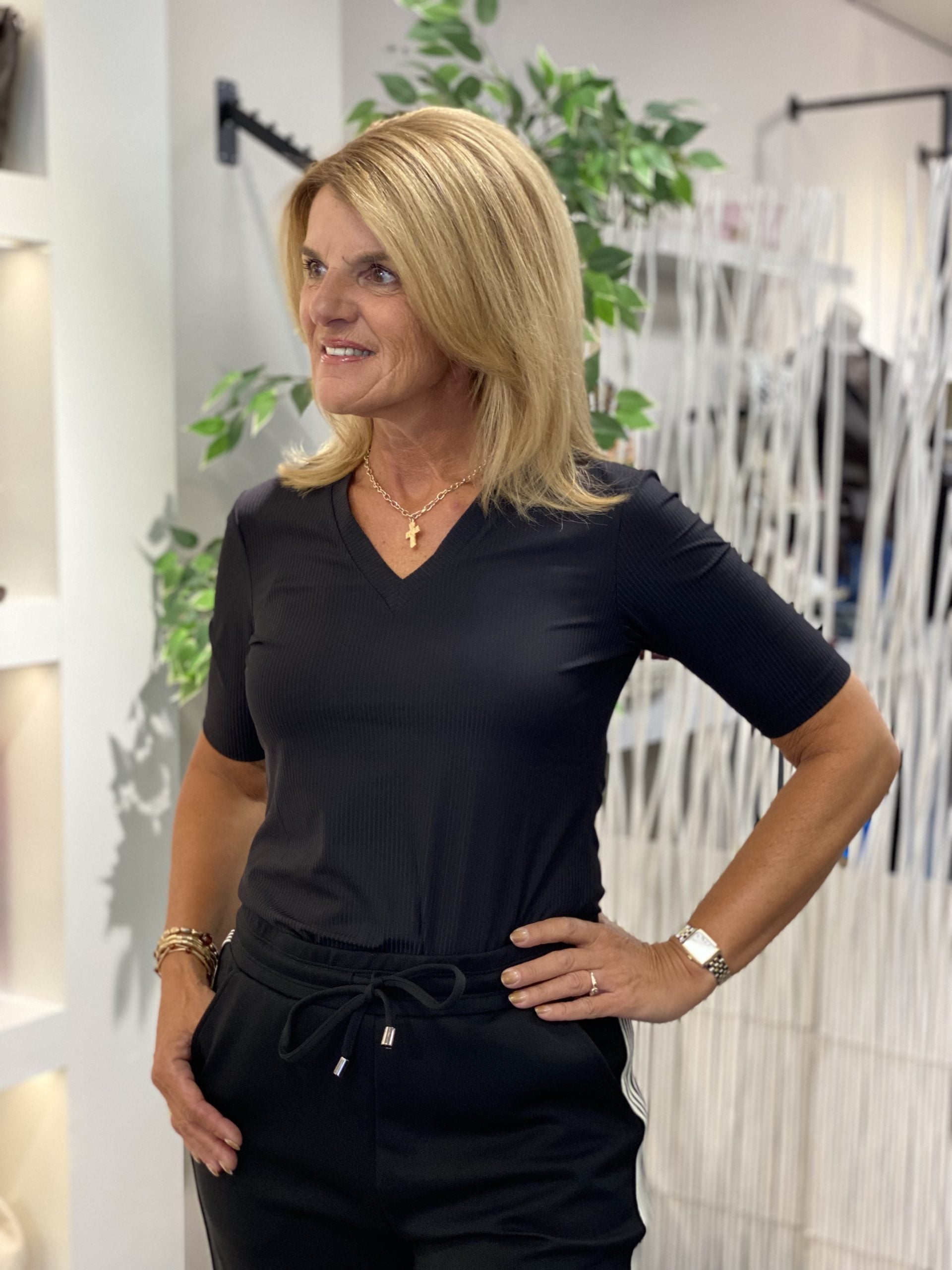 Mi Piace Travelstof Top V-hals 202644 zwart