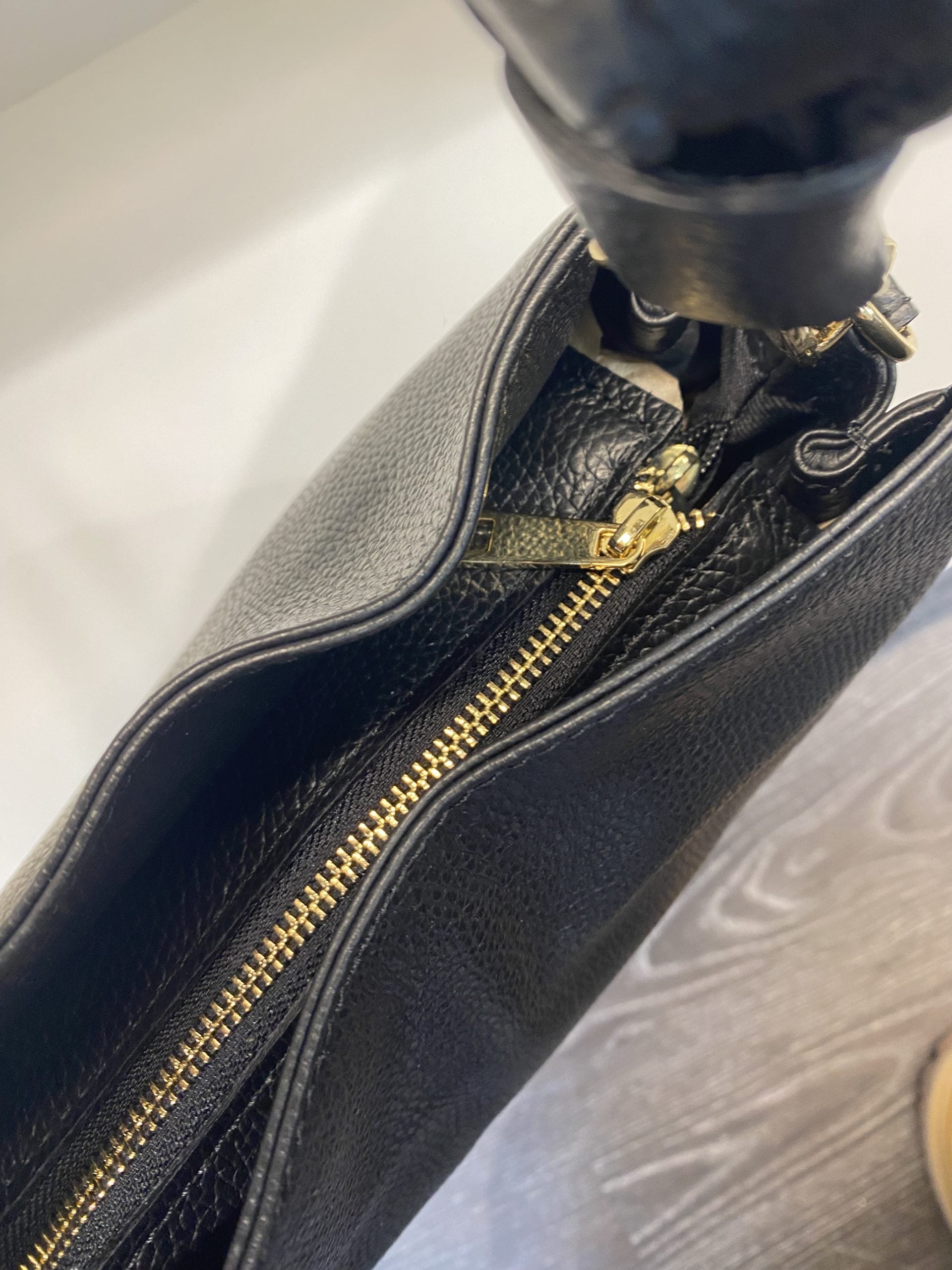 Schoudertas Leer Vlecht Zwart T322