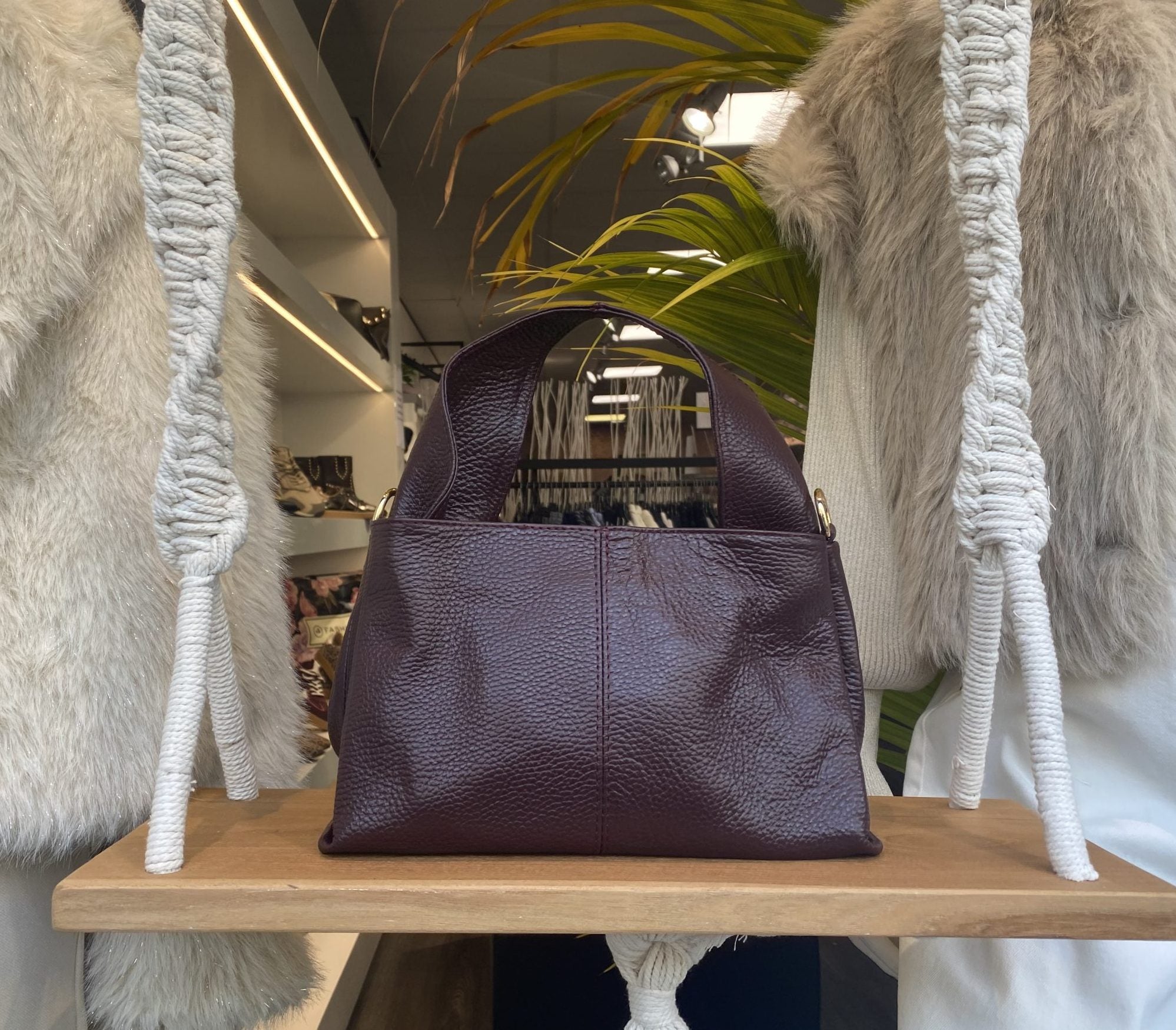 Handtas Leer Burgundy T325