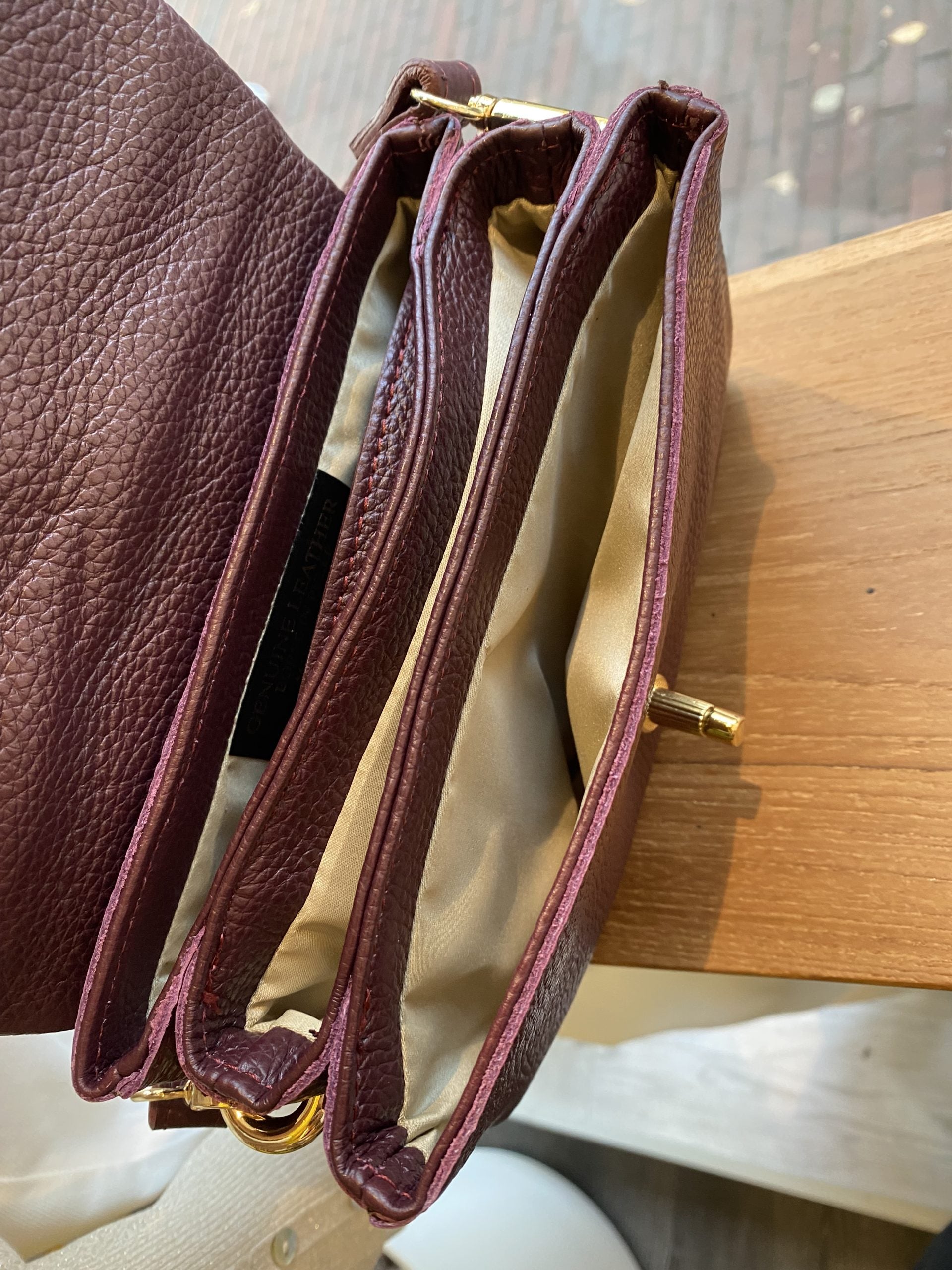 Ceyda Crossbody Tas Leer Burgundy T330