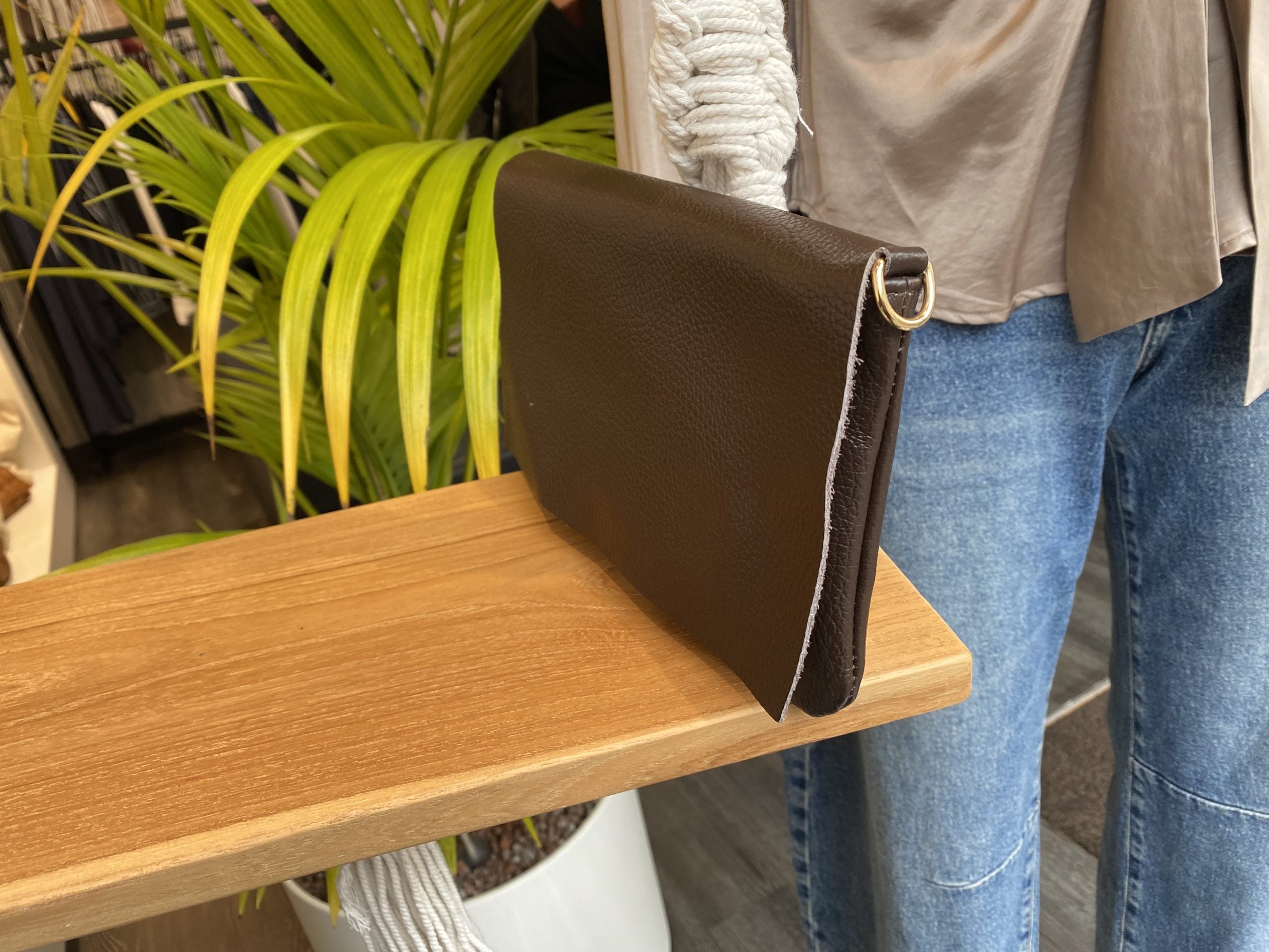 Overlap Tas Leer Donkerbruin T345