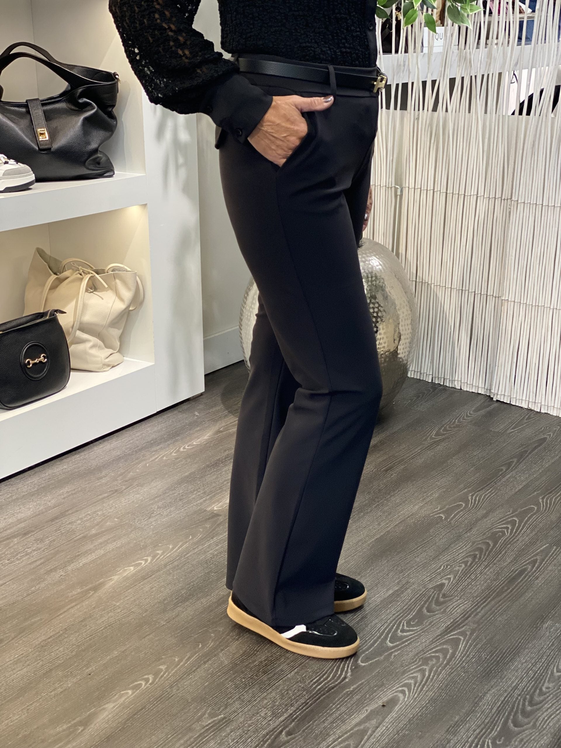 Mi Piace Bonded Travelstof Flared Broek 202633 zwart