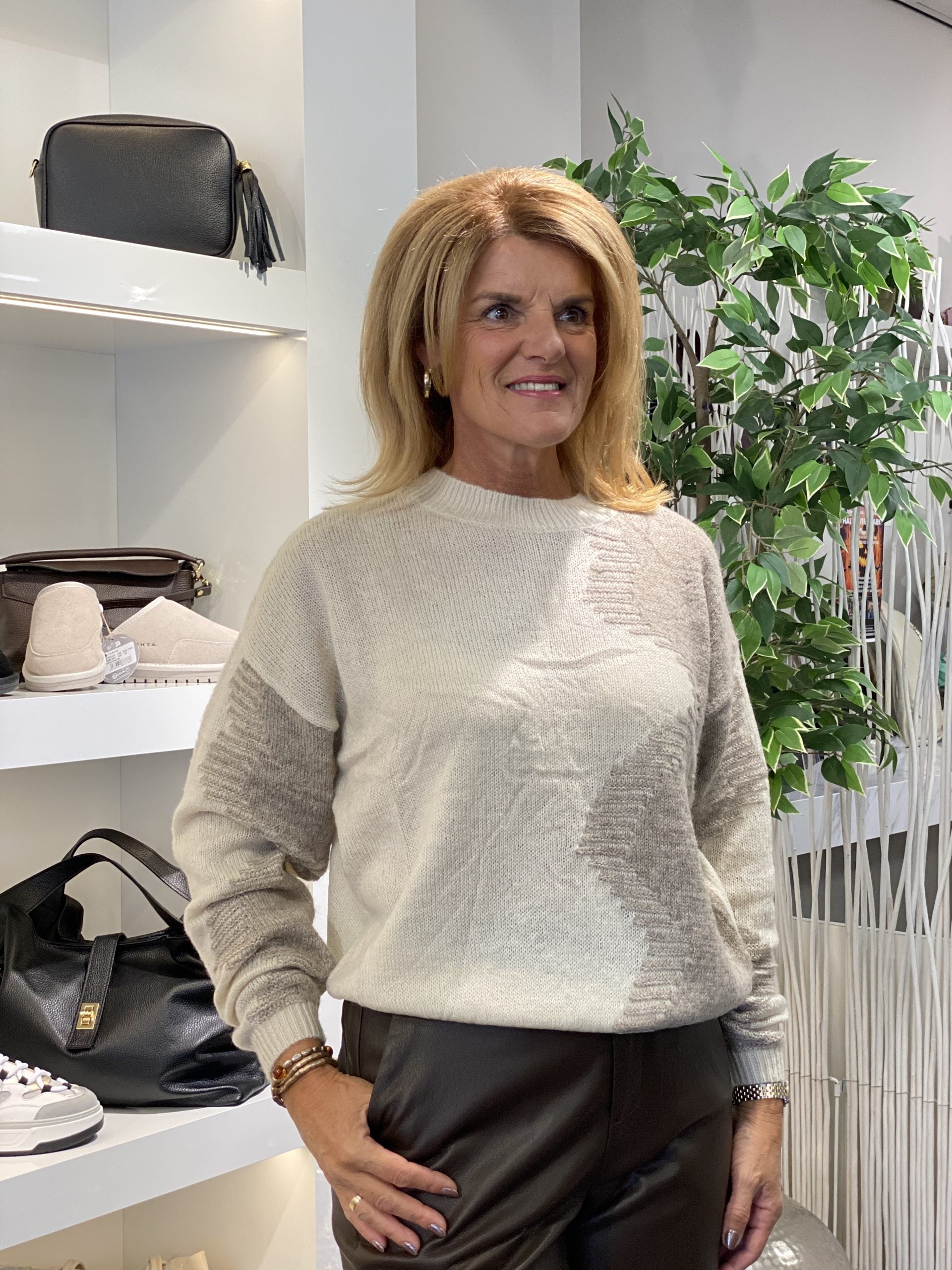 C&S Karly Knit Pullover trui sand / bronze