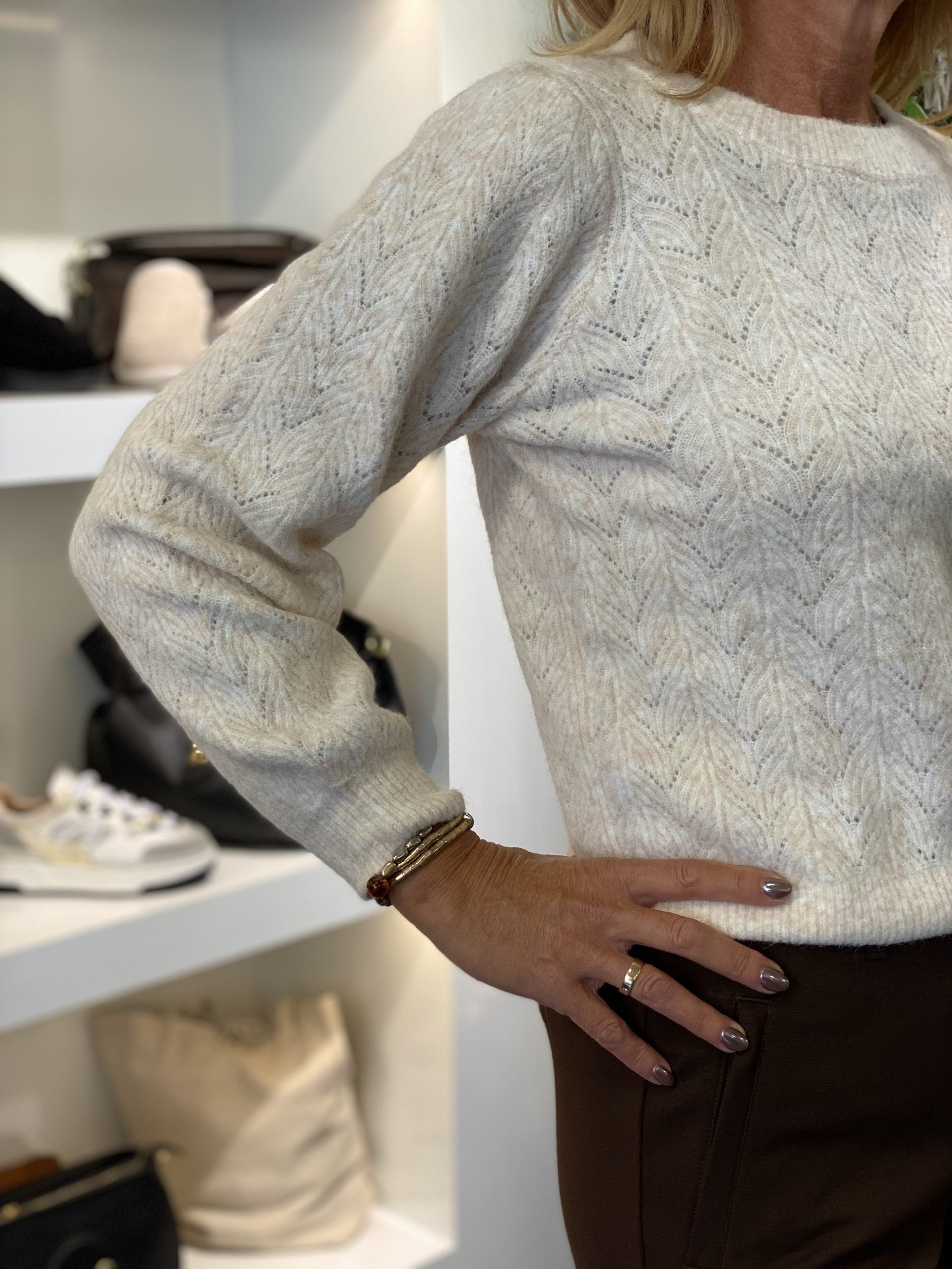 Freequent Grsevalin Pullover trui moonbeam melange