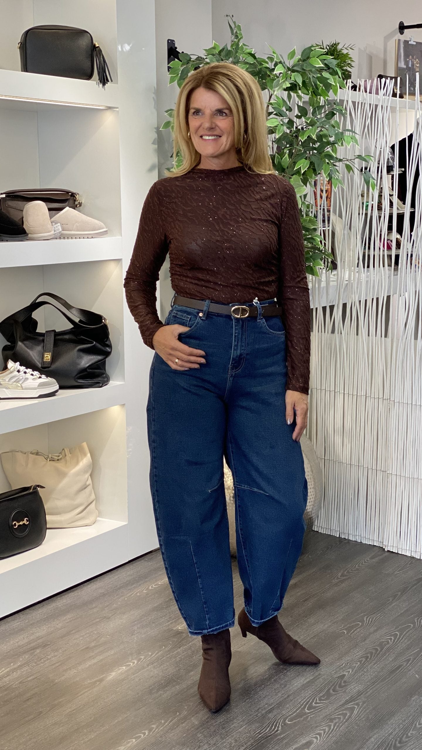 Jewelly Jeans Broek Balloon Fit dark blue JW8720