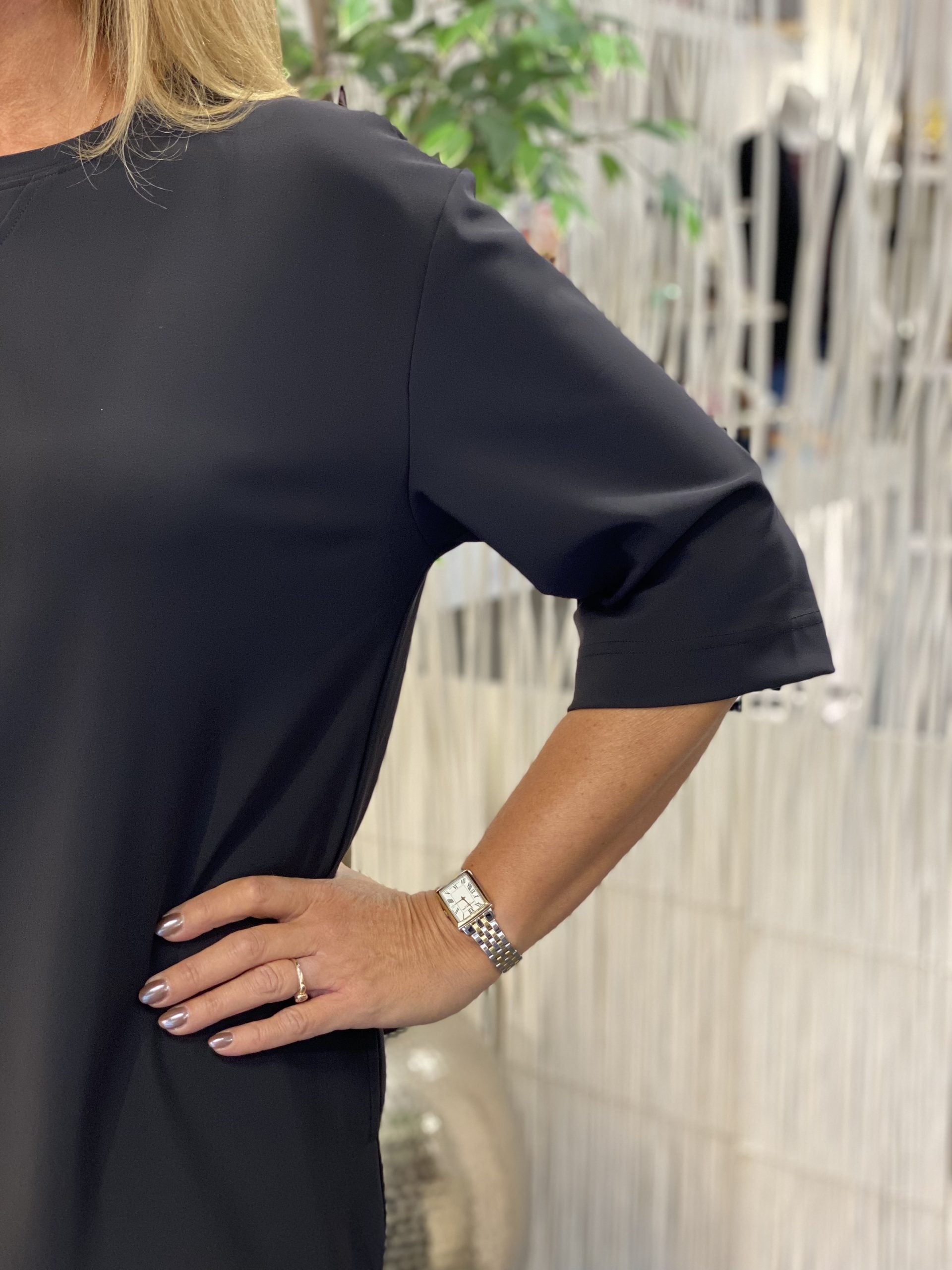 Mi Piace Travelstof Bonded Midi Jurk 202682 zwart