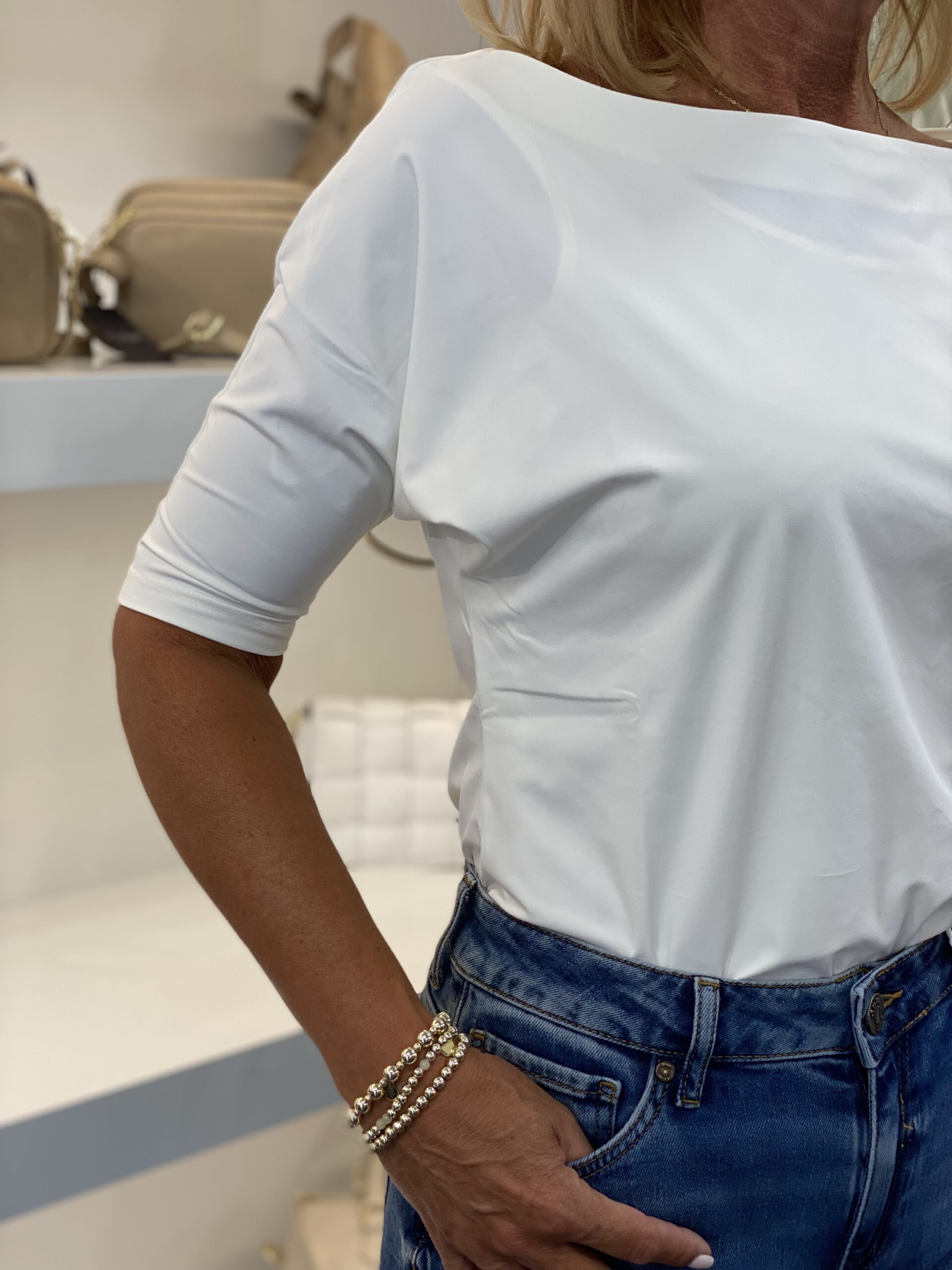 Mi Piace Travelstof Top Boothals 202427 off white