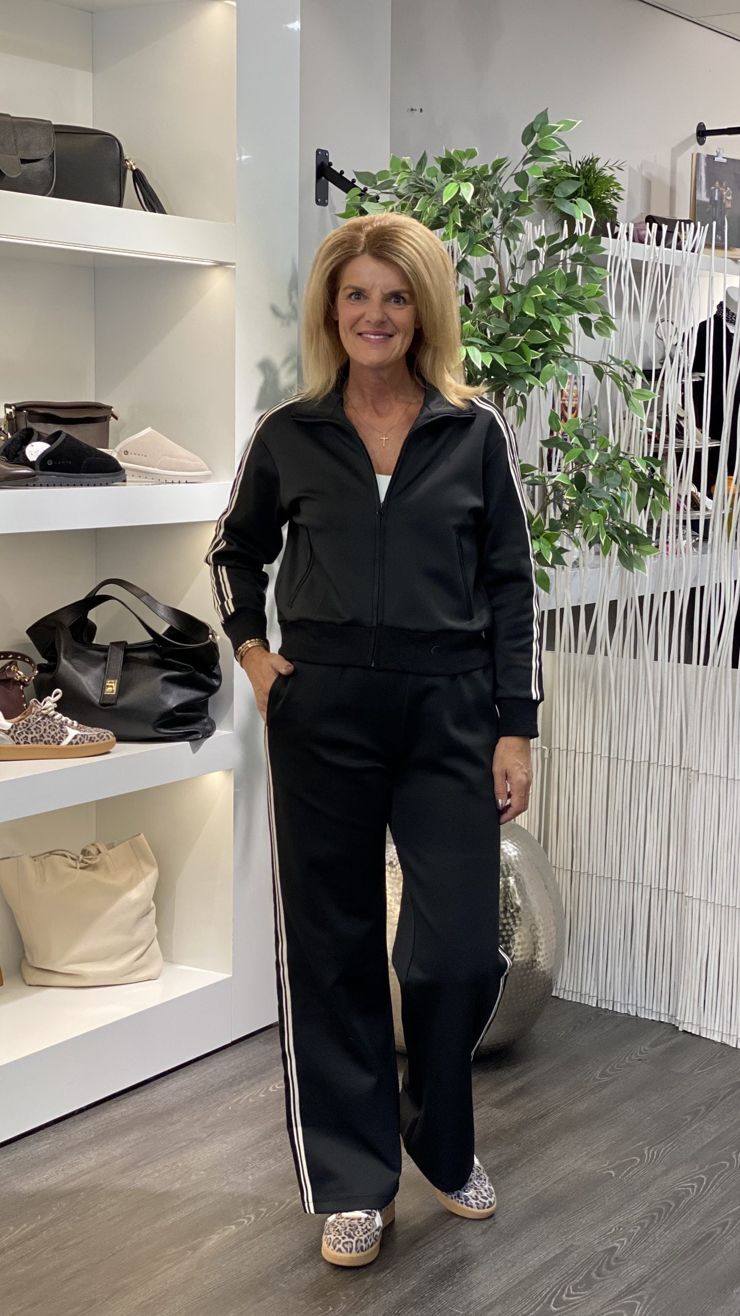 Azzurro Trainingsbroek Oldschool A9773 zwart