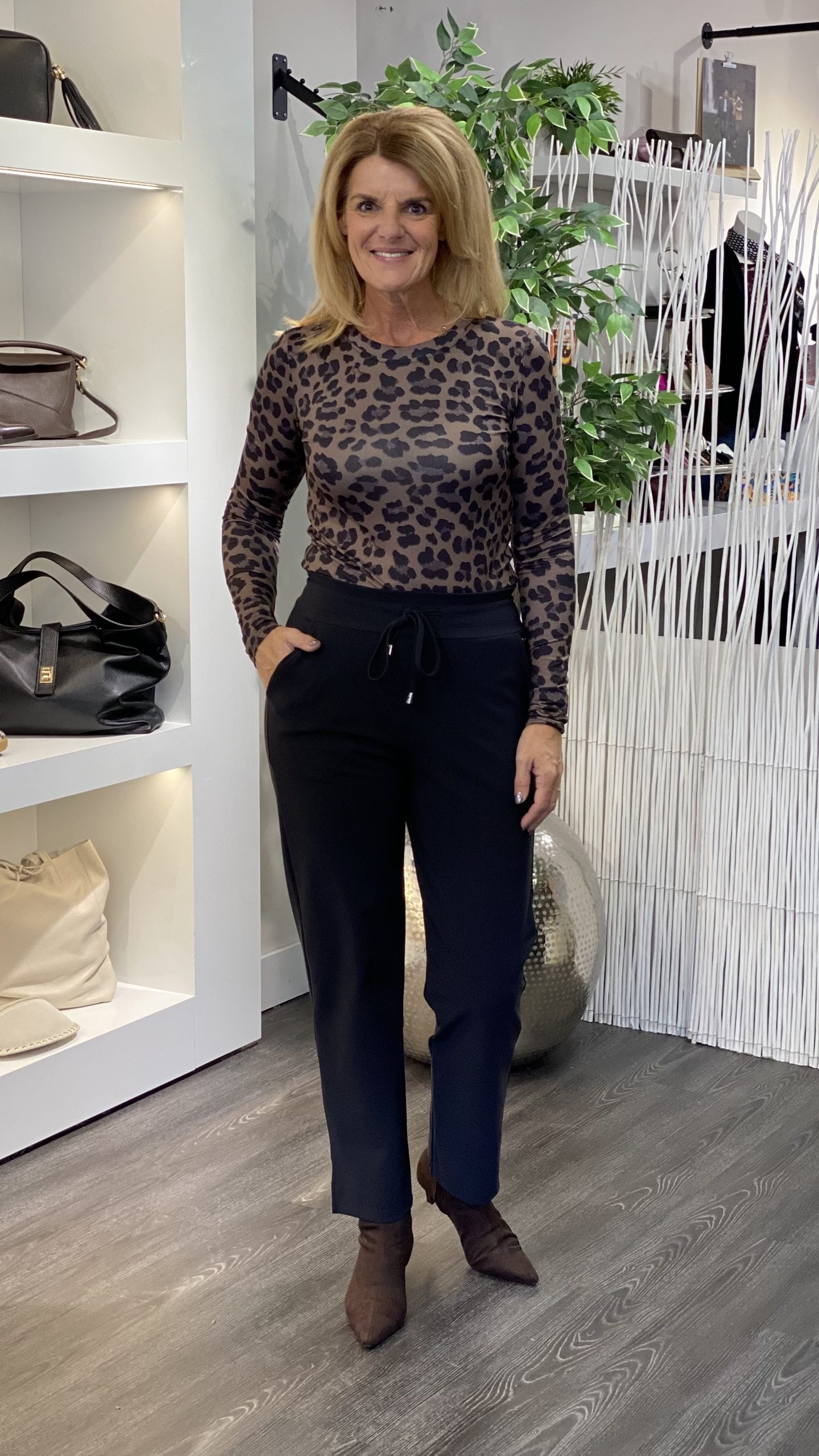 Azzurro Leopard Top 6326-4 bruin