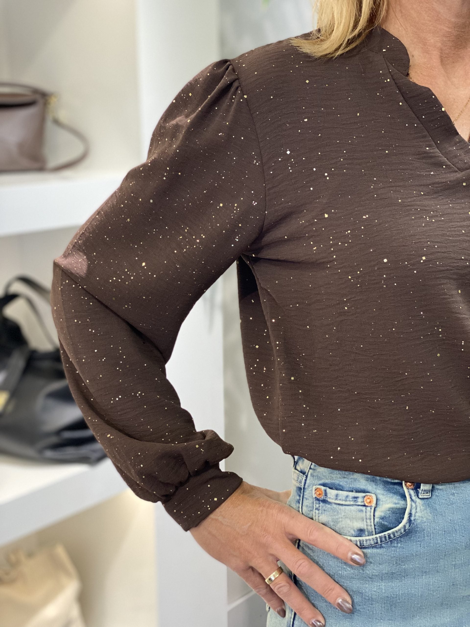 Musthaves by Elja Glitter Top espresso