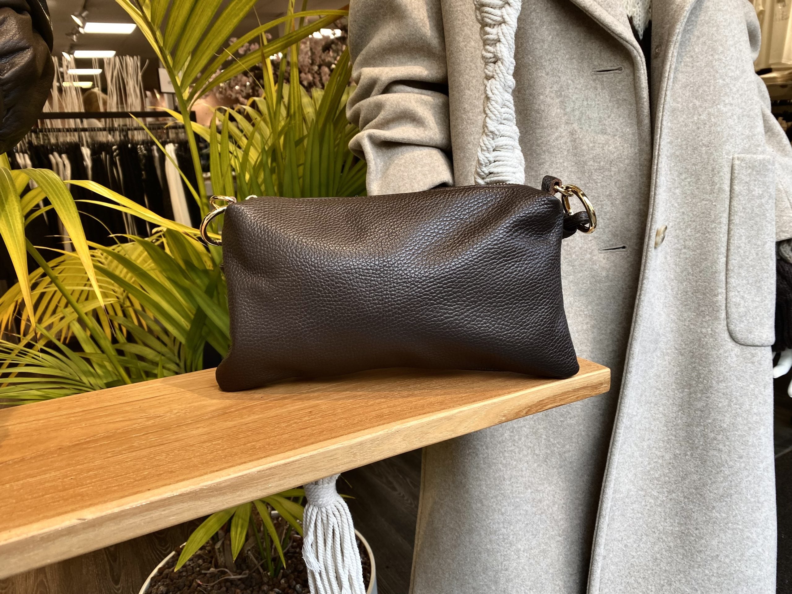 Crossbody Tas Leer Dark Brown T362