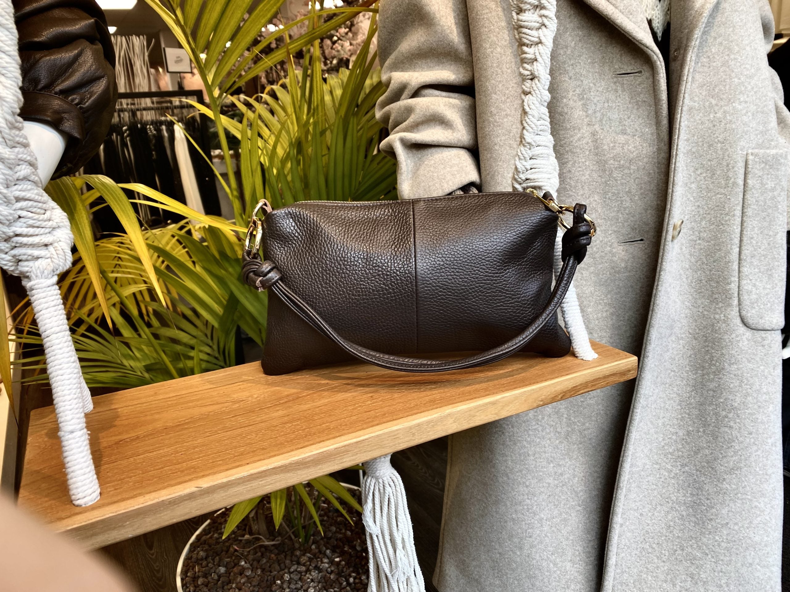 Crossbody Tas Leer Dark Brown T362