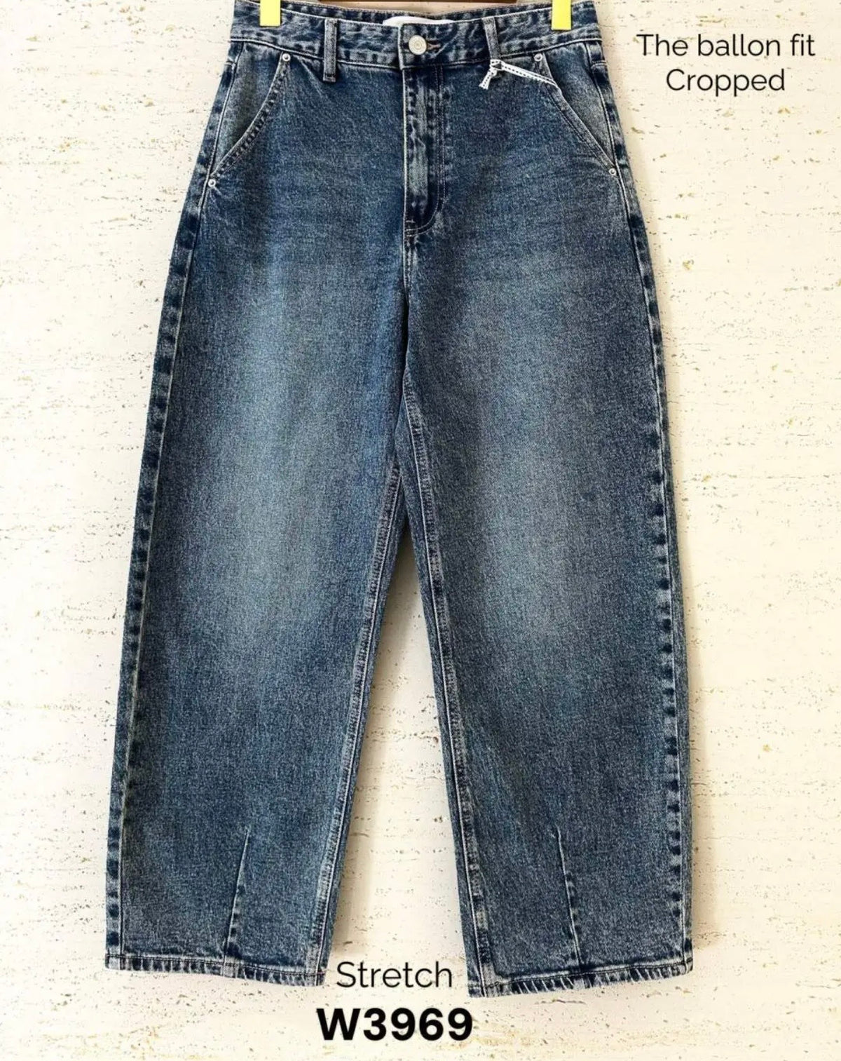 Queen Hearts ballon fit cropped Jeans Broek bleu 3969