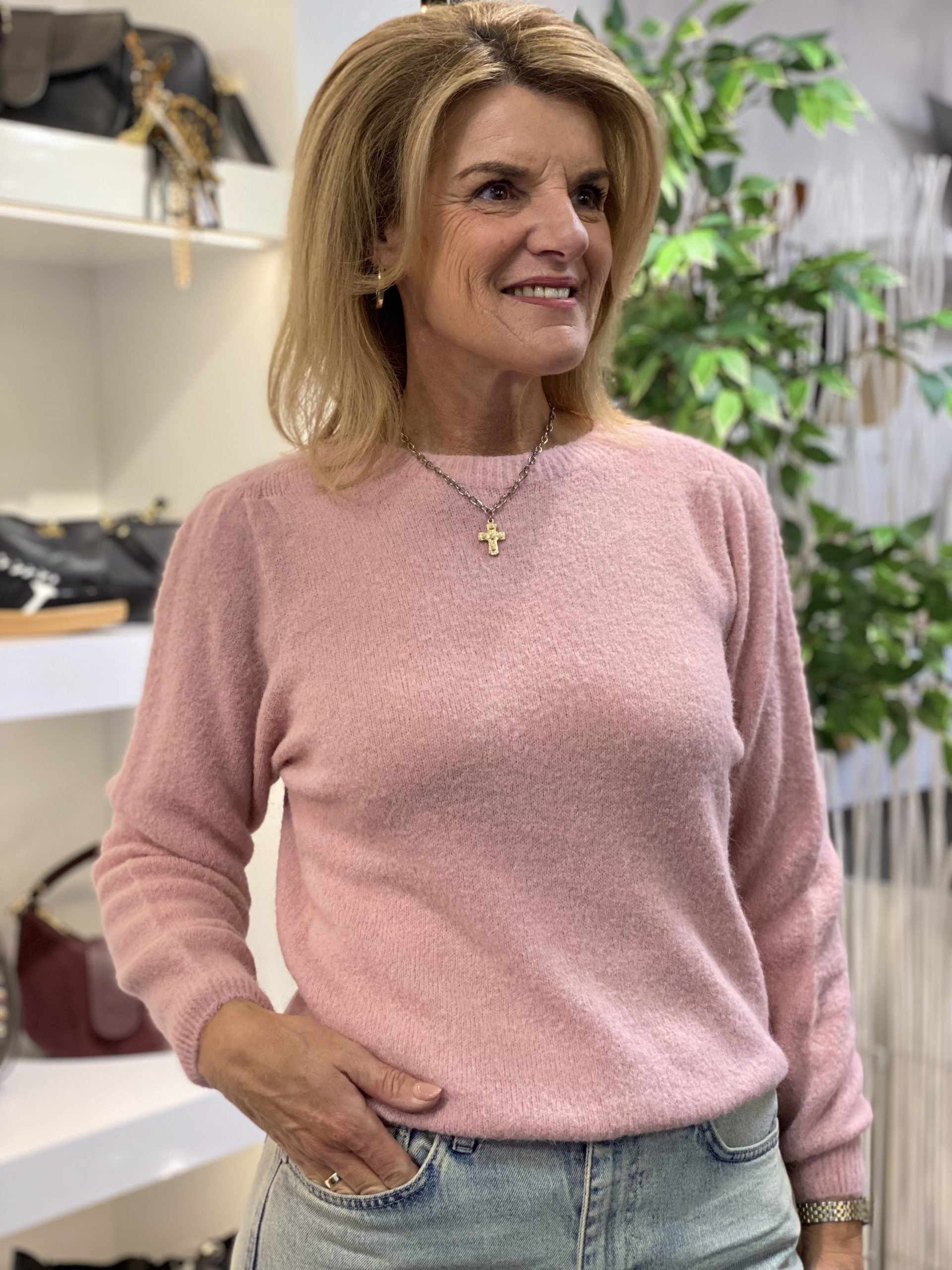 Ricceri Zachtgebreide Trui S107 oudroze