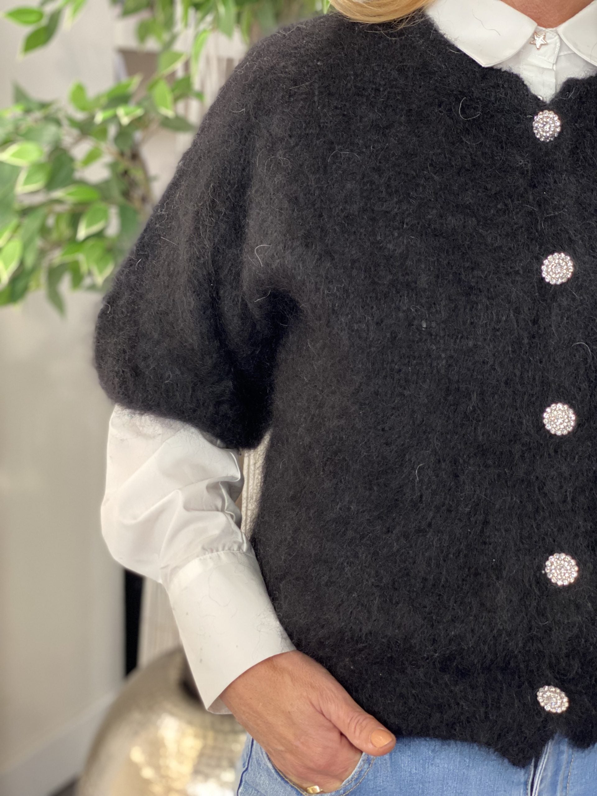 Boebou Zachtgebreid Vest S105 zwart