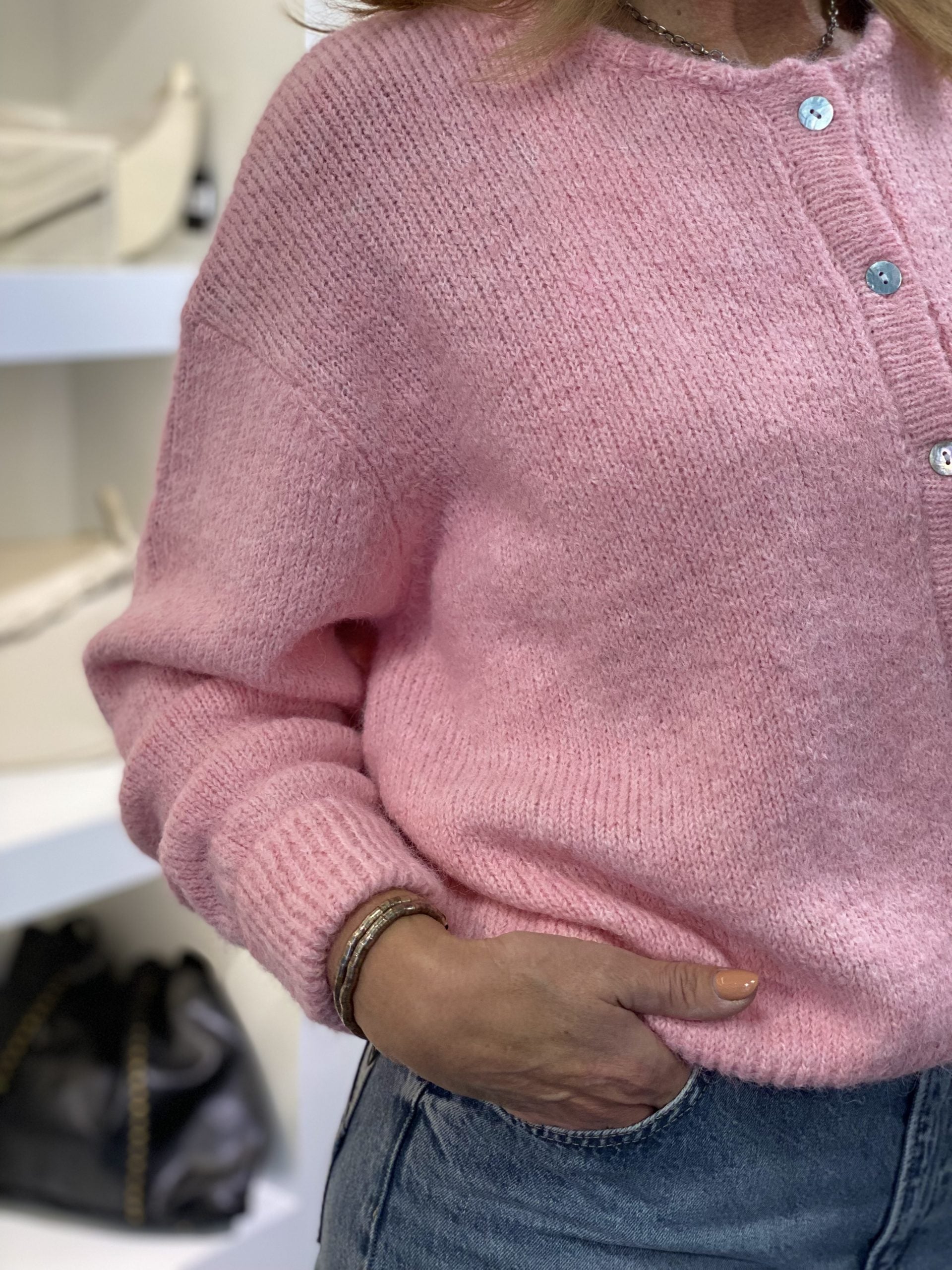 Azzurro Zachtgebreide Vest 8142 roze