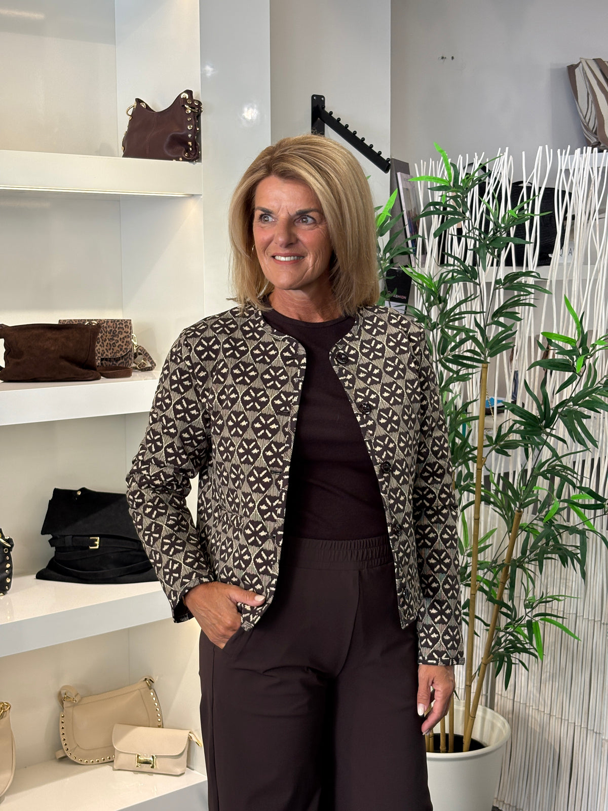 Mi Piace Travel Jacket Harvest Ikat print 202811 espresso