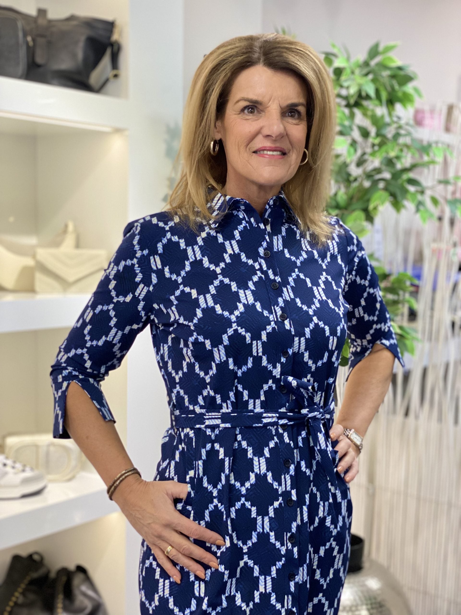 Travelstof Jurk Mi Piace 202092 ikat print donkerblauw