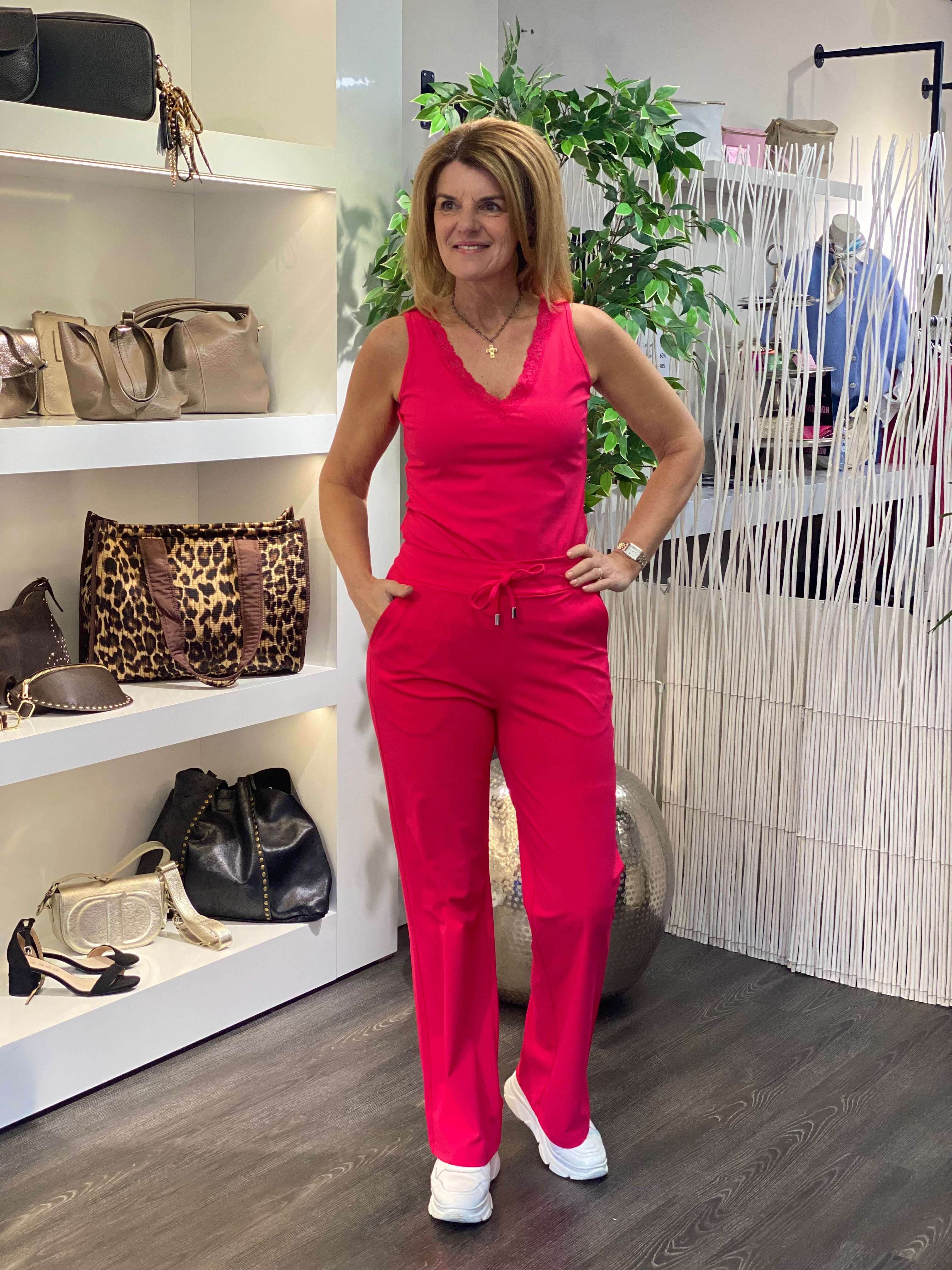 Angelle Milan Travelstof Broek 1999 fuchsia roze pink