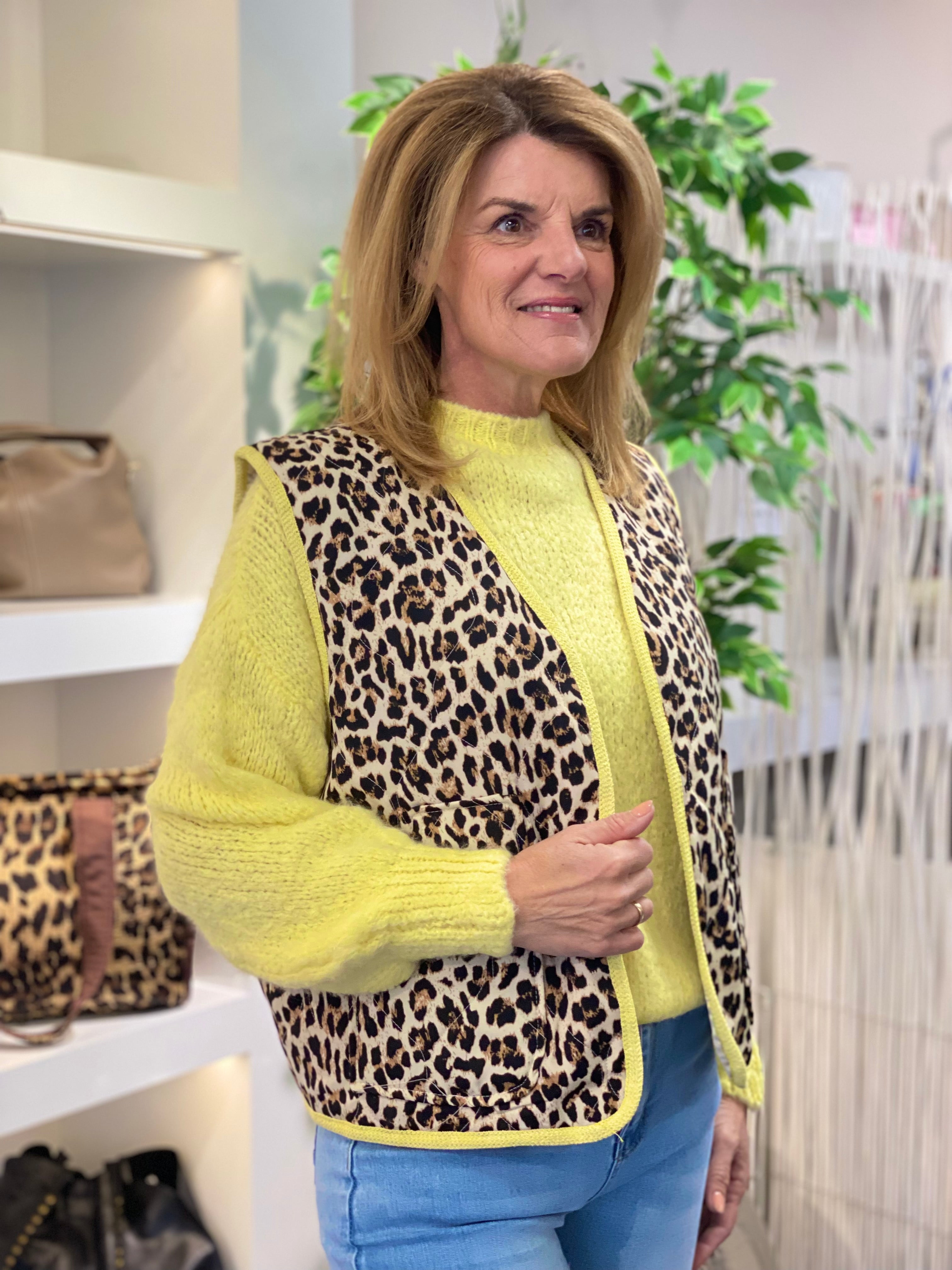 Gricceri Gilet leopard geel