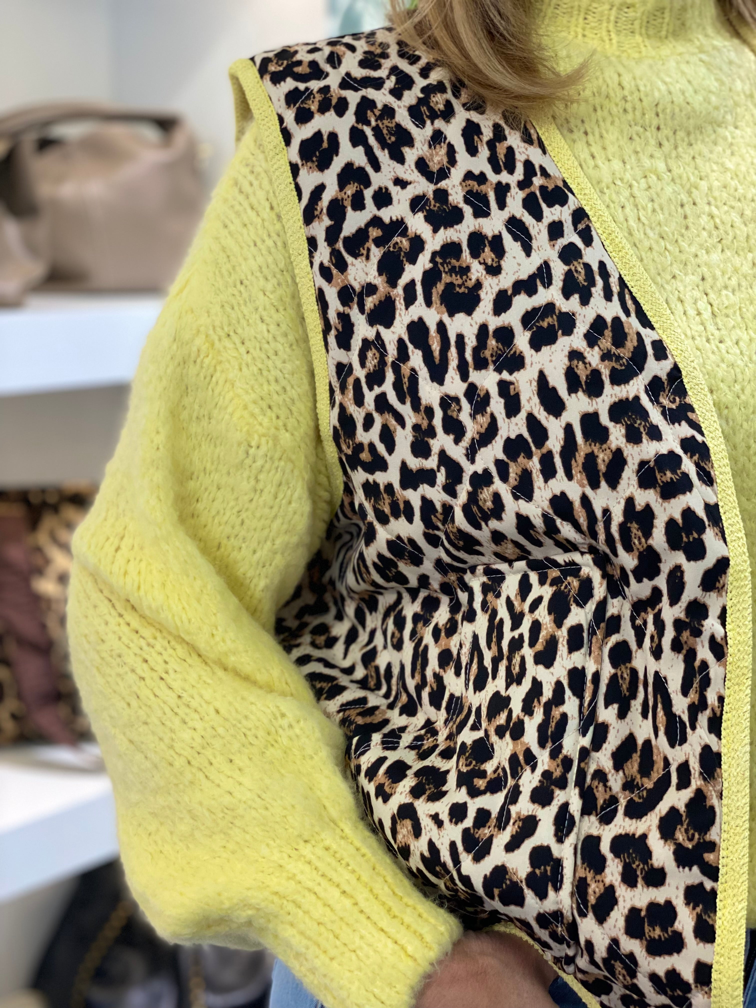 Gricceri Gilet leopard geel