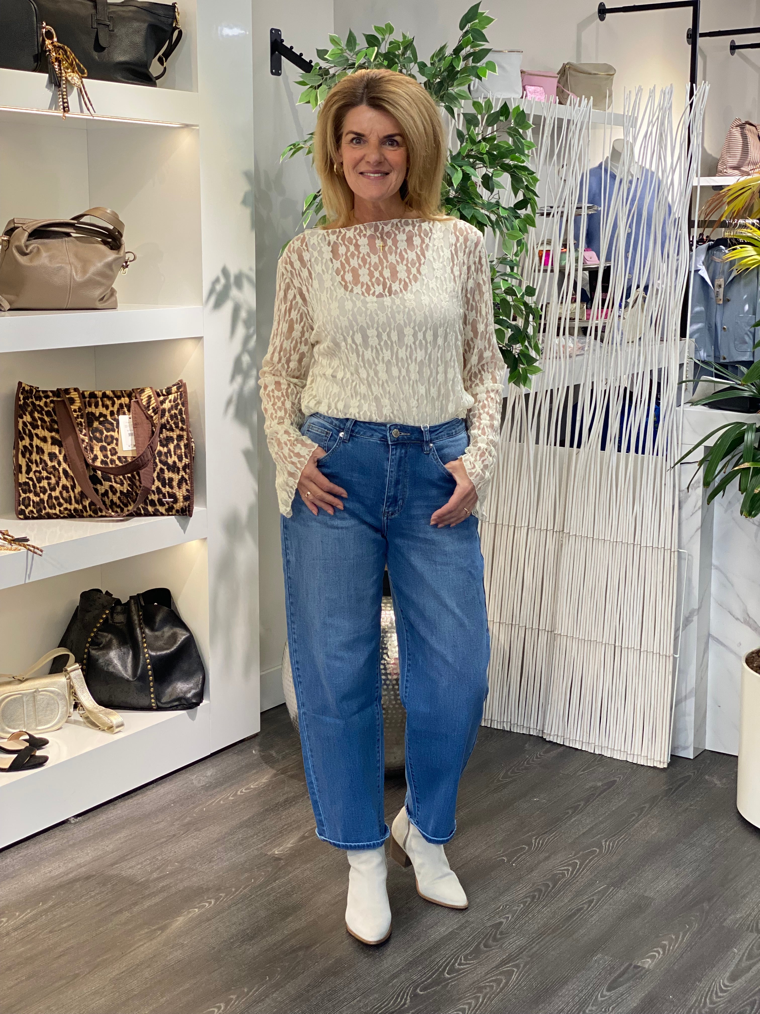 New Collection Kanten Top beige