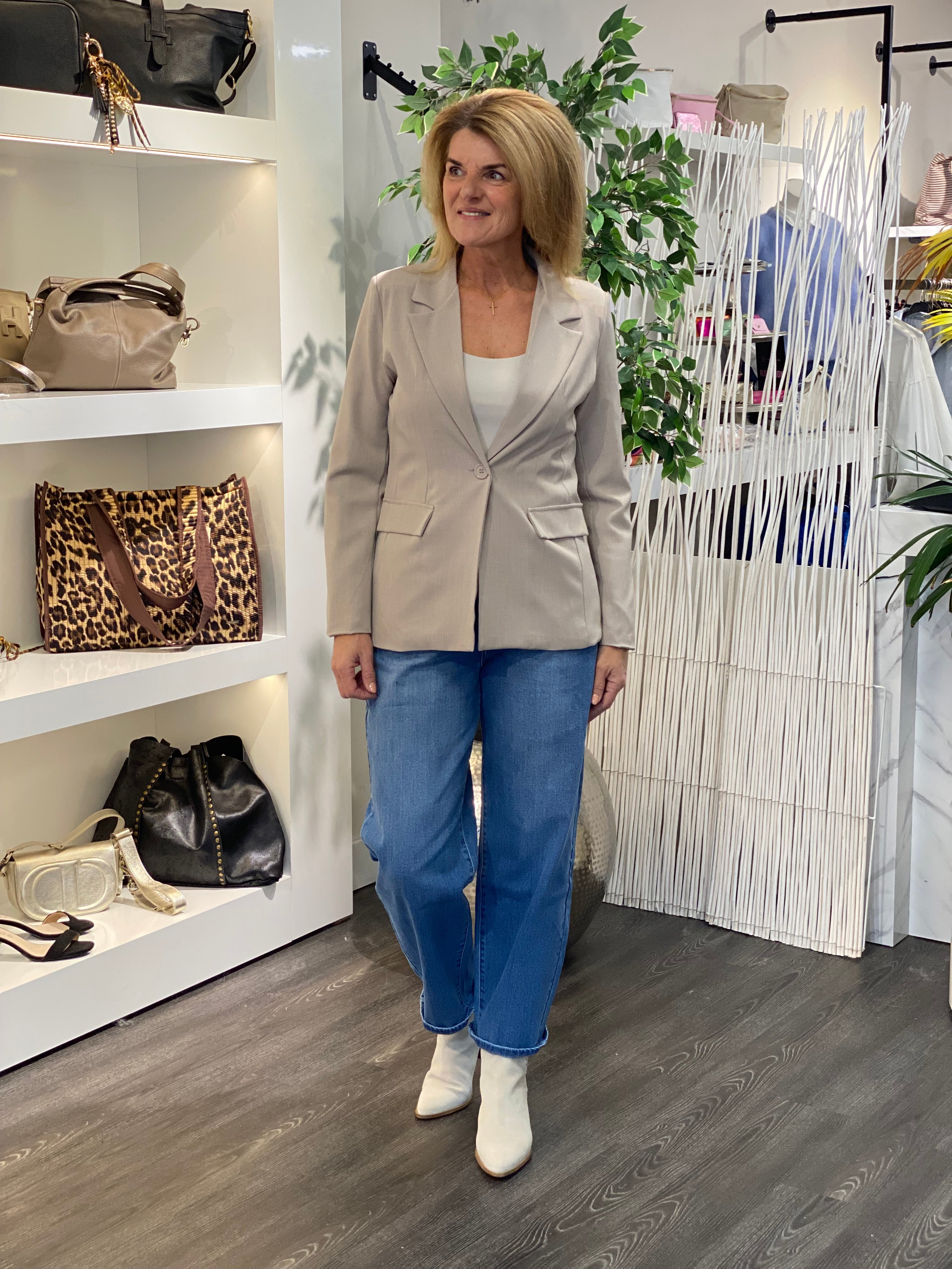 Fashion Halflange Blazer 0432 taupe