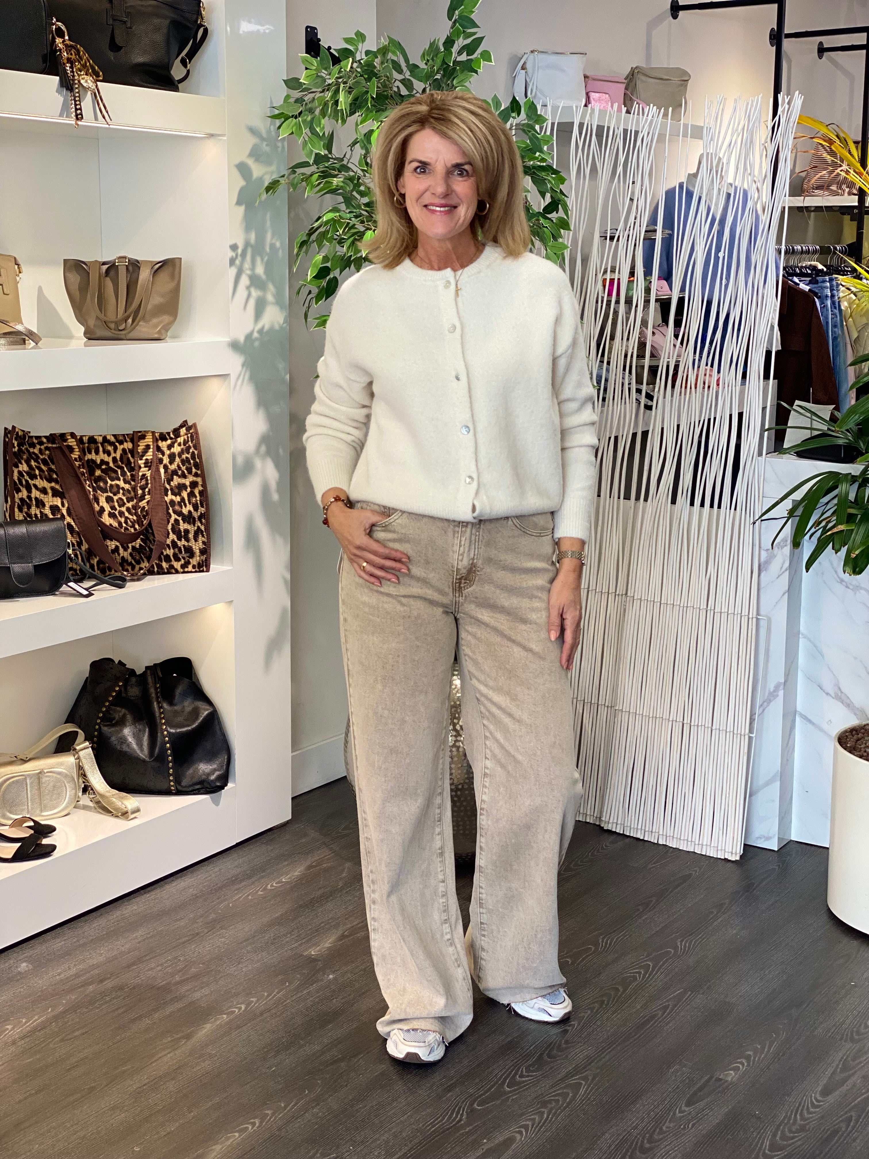 Redial Wide Leg Extra Tall Spijkerbroek RD9135-13 zand