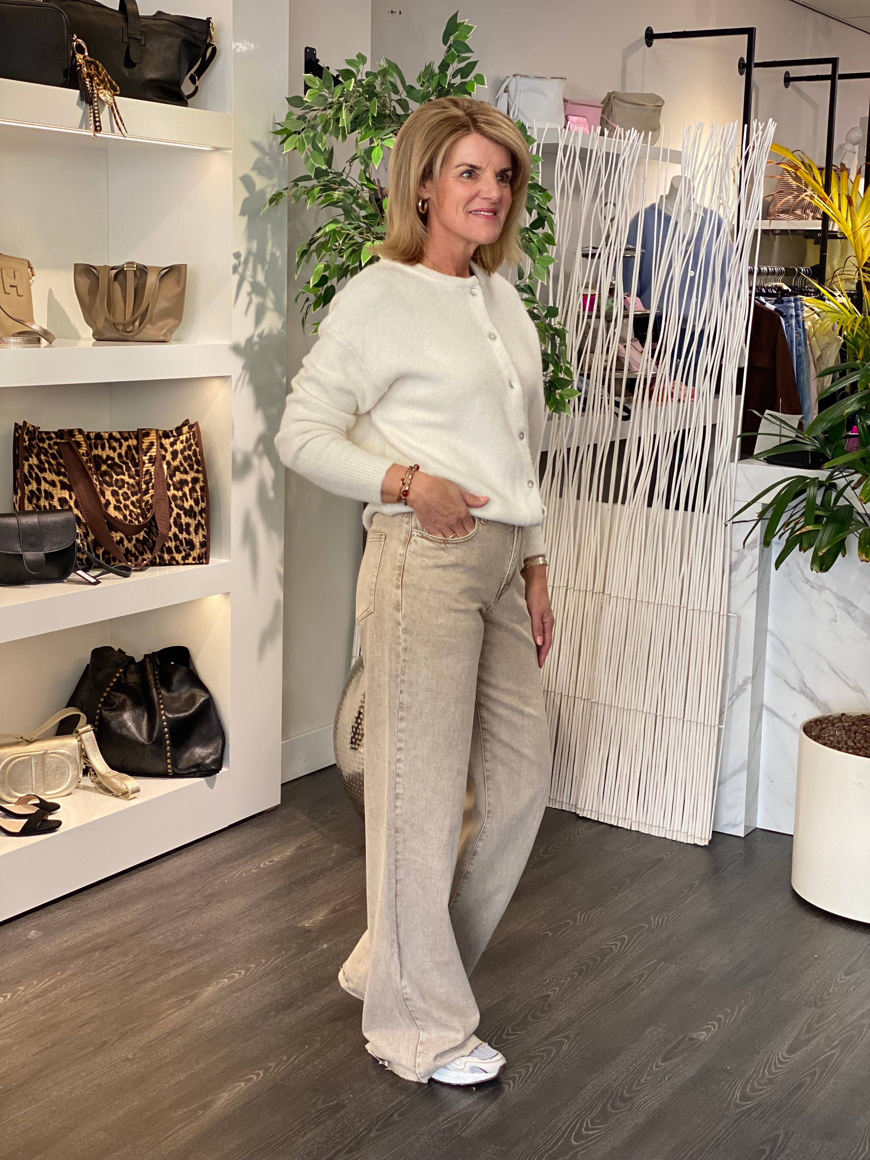 Redial Wide Leg Extra Tall Spijkerbroek RD9135-13 zand