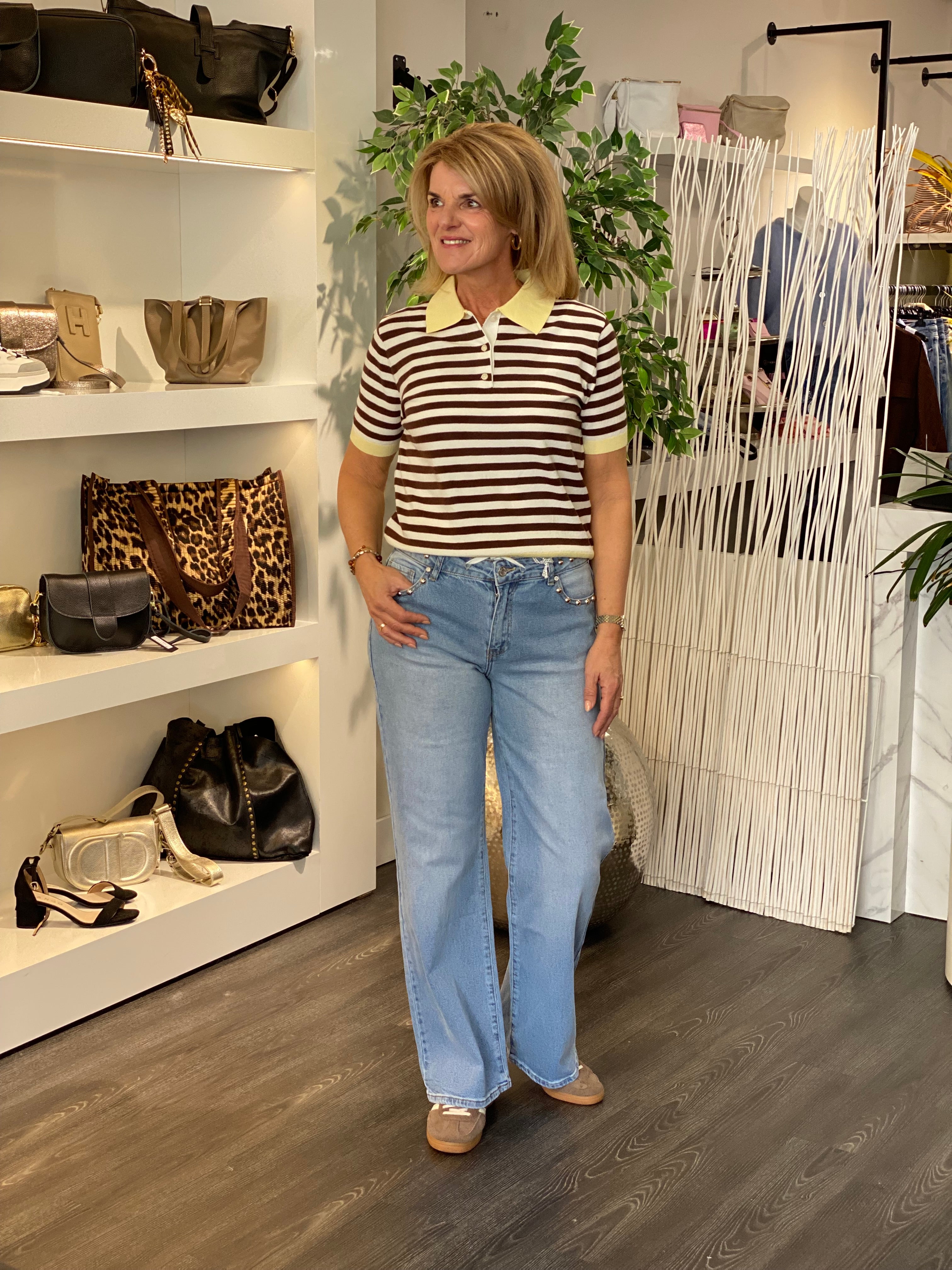 Polo Shirt 26SPL015 coffee stripe