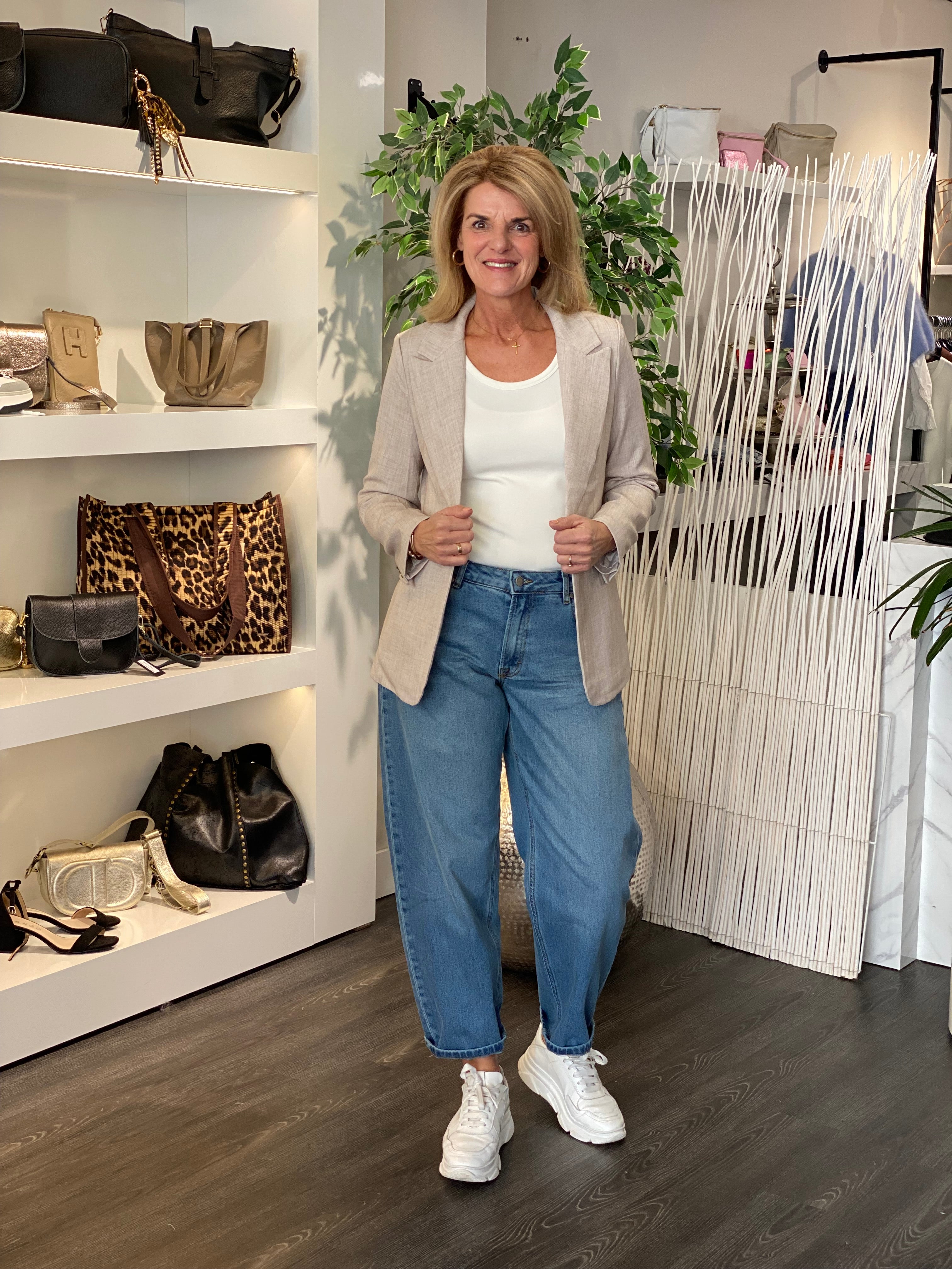 Fashion Halflange Blazer 0437 zand gemeleerd