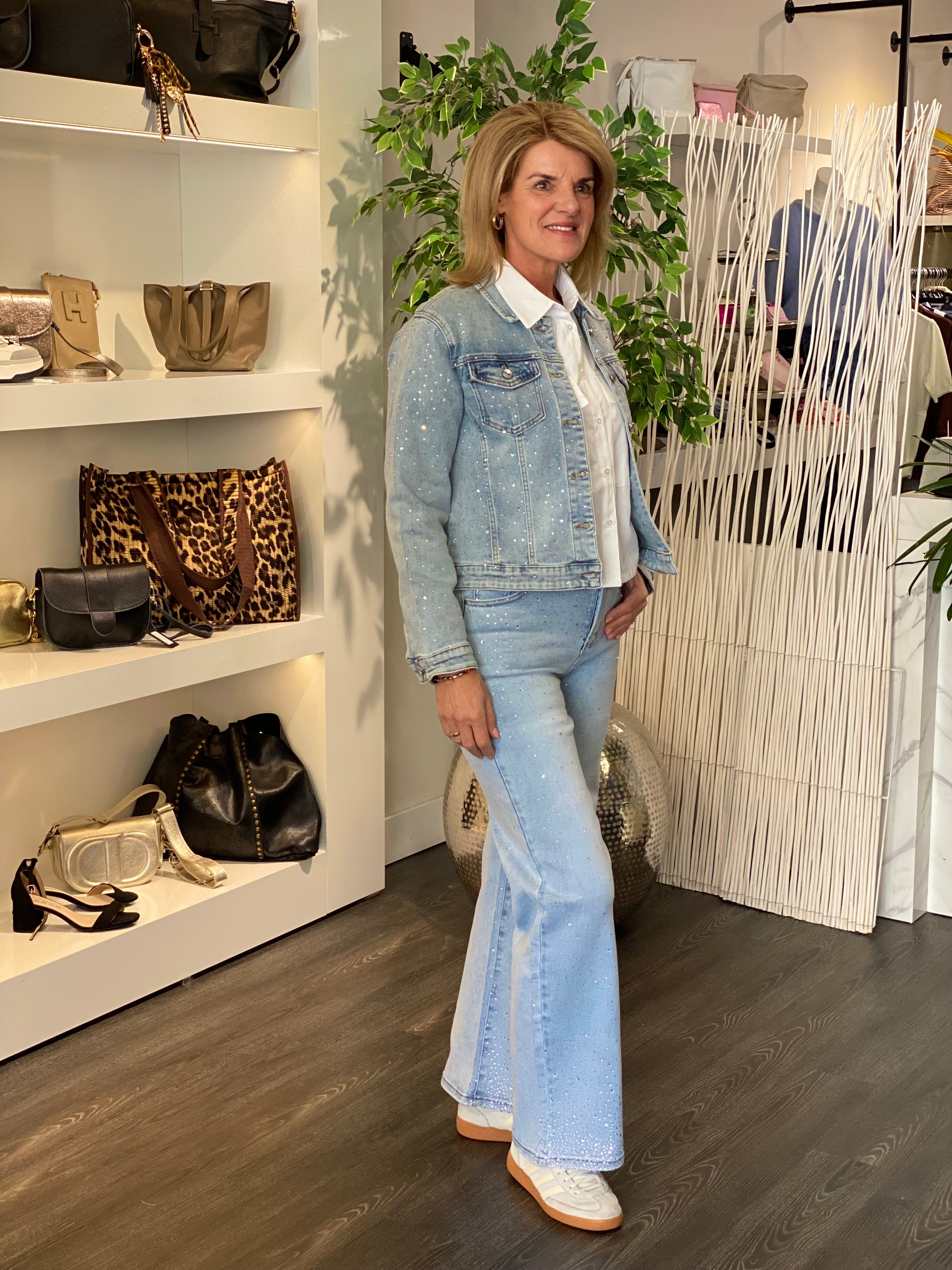 Glitter Spijkerjasje X317 light denim blue